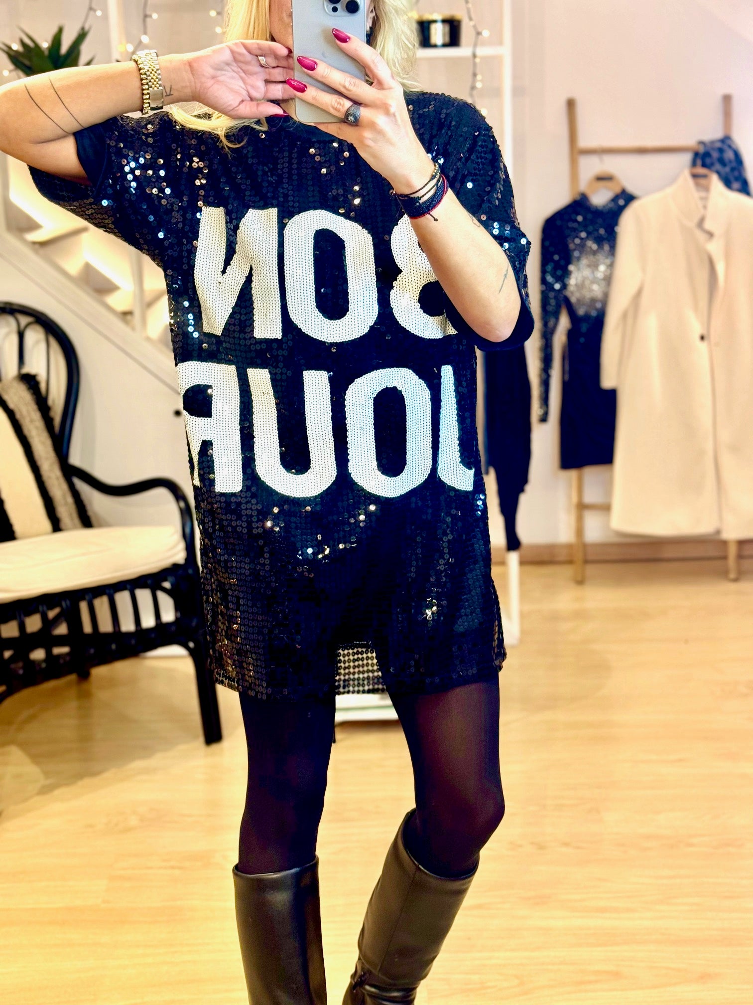 Φόρεμα BON JOUR με παγιέτες