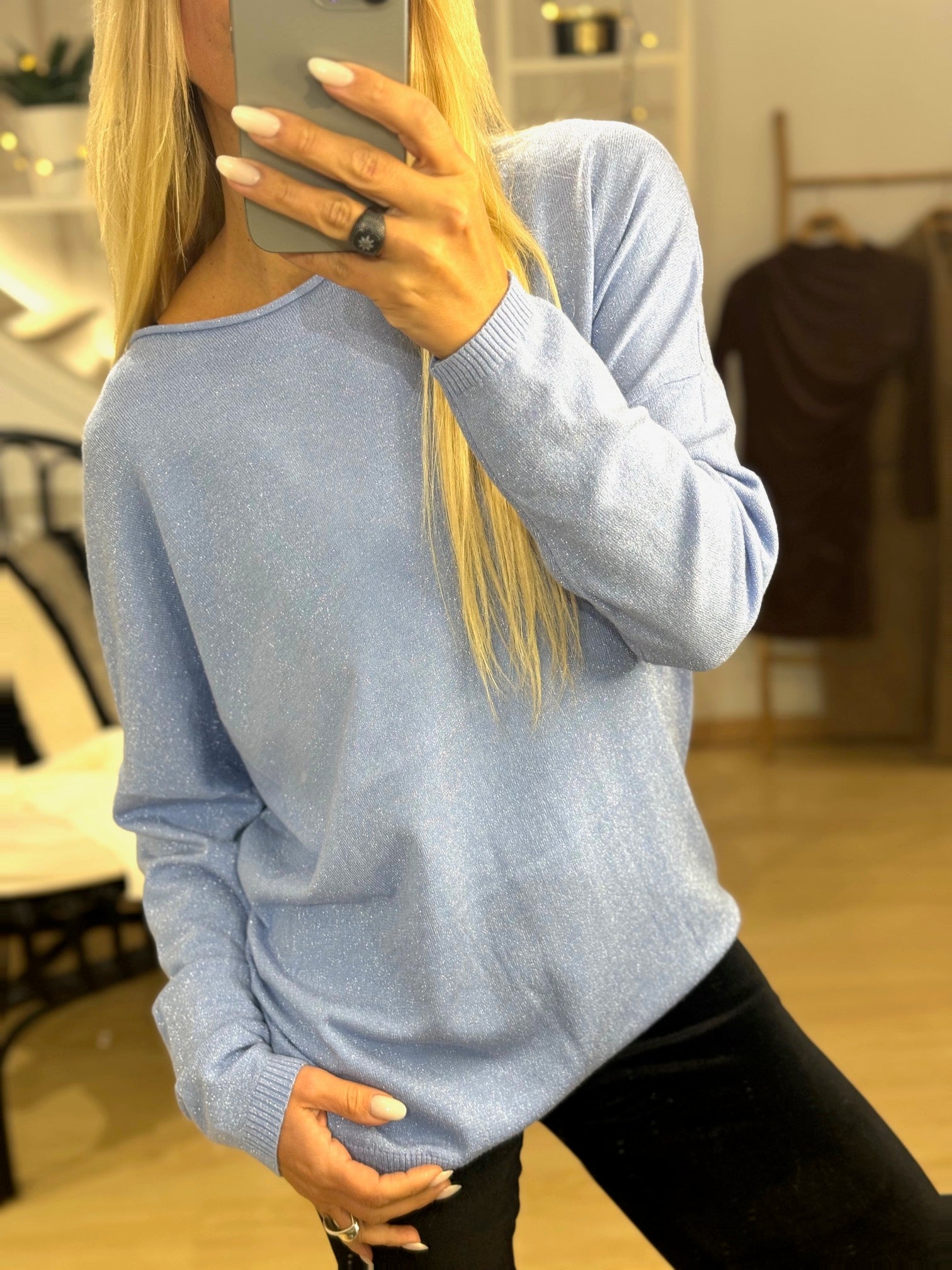 άνετη χαλαρή μπλούζα lurex