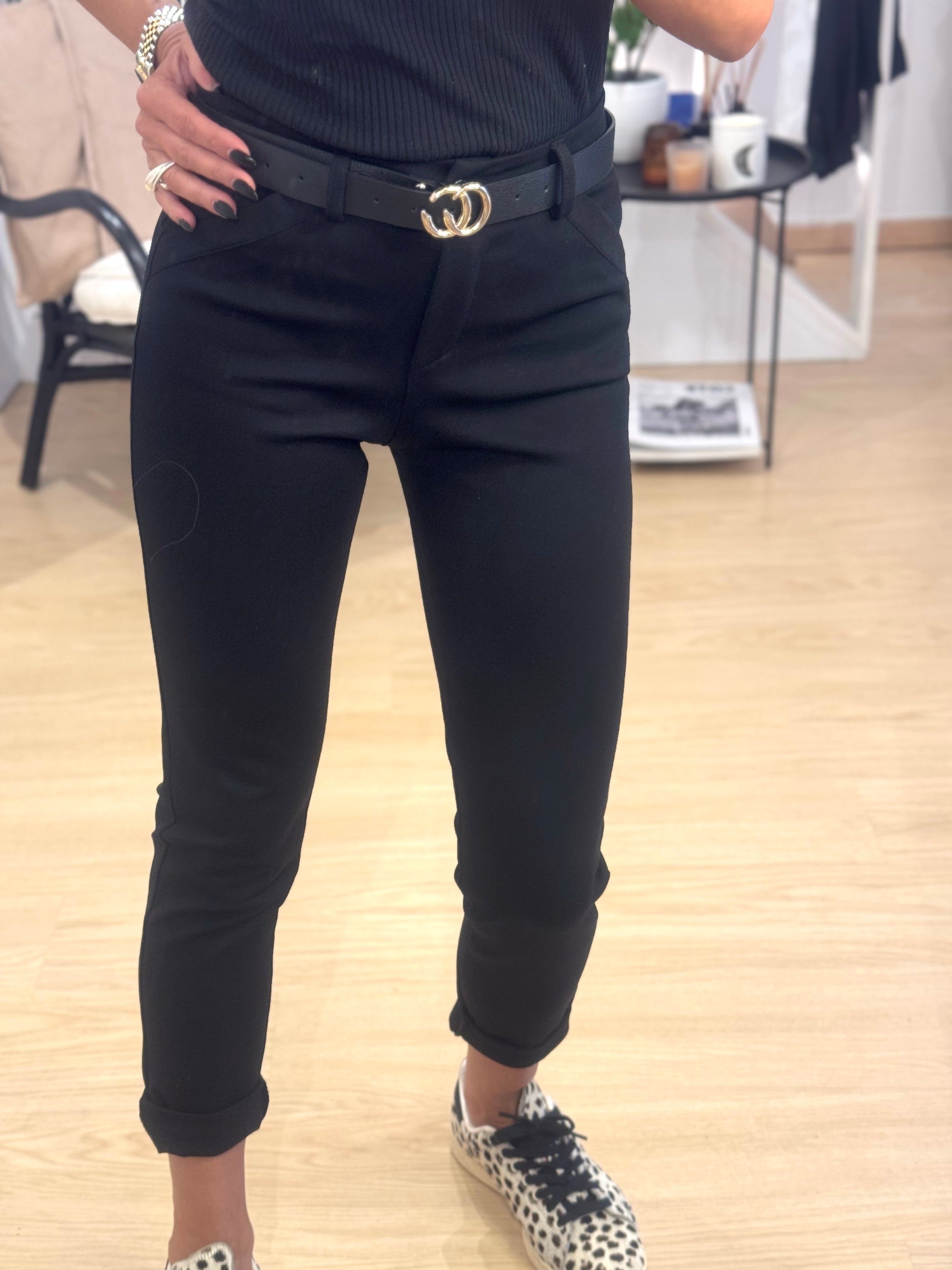 fabric pants with belt