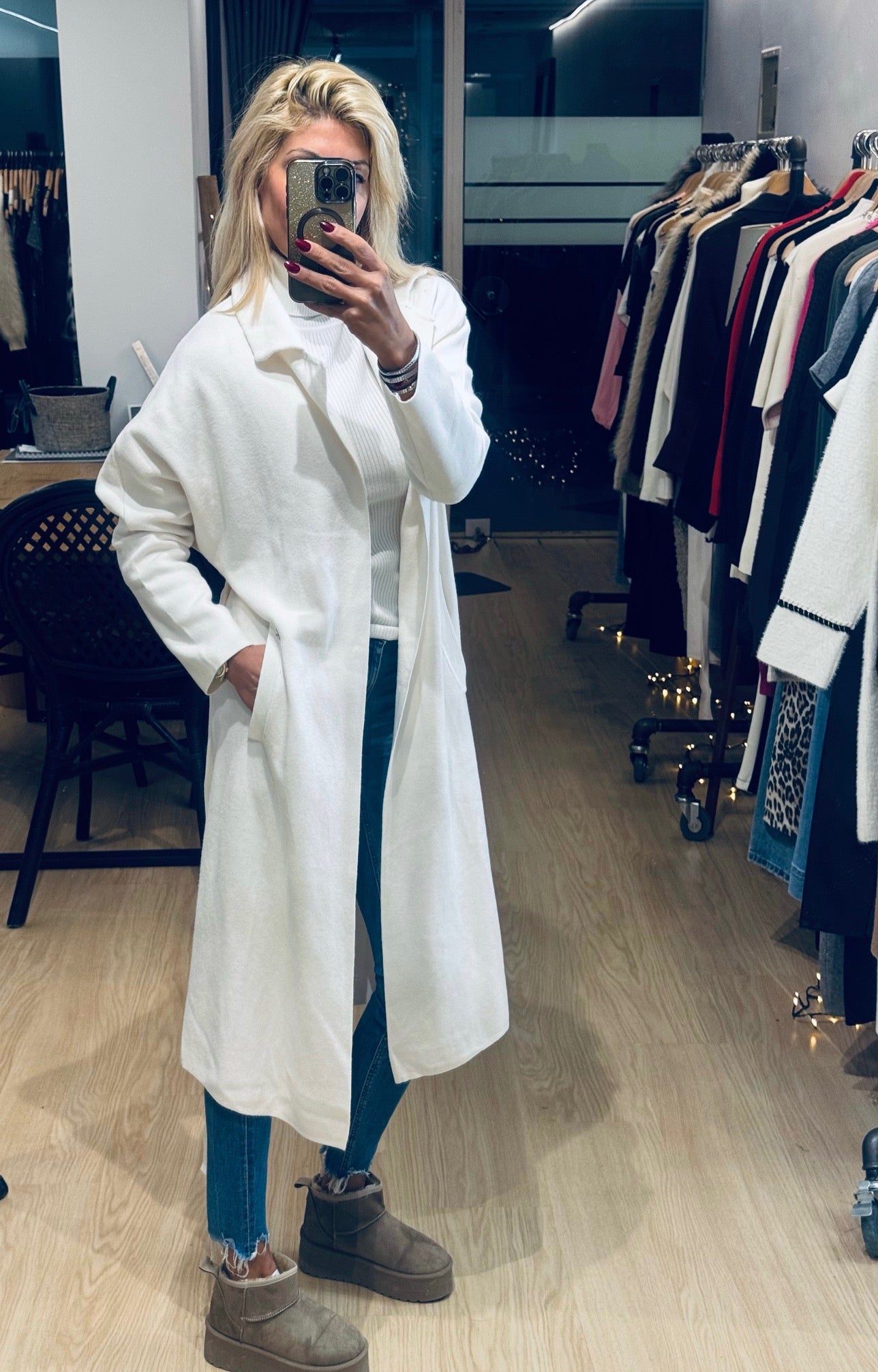 LONG CARDIGAN WITH BUILT-IN BELT