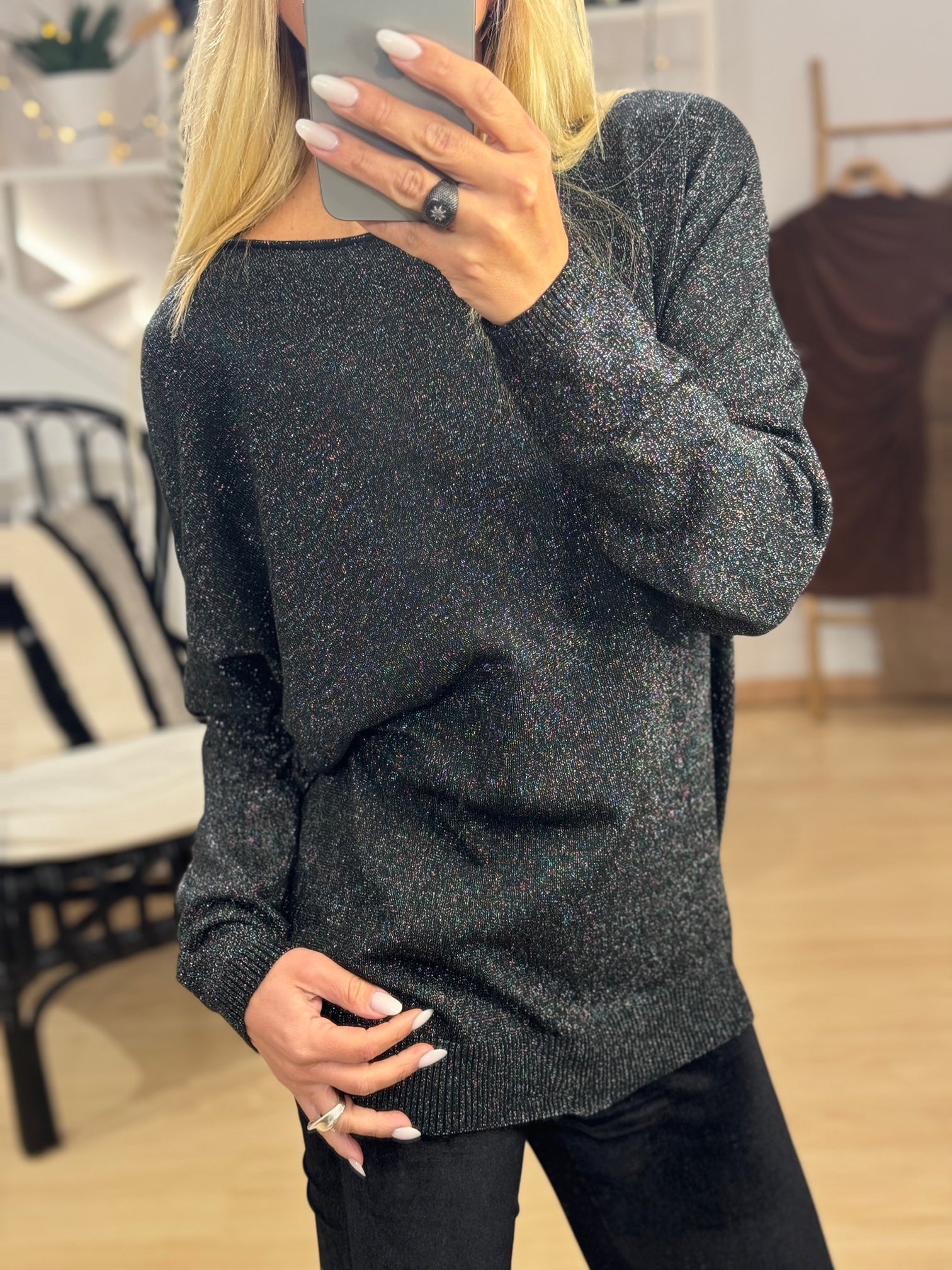 άνετη χαλαρή μπλούζα lurex