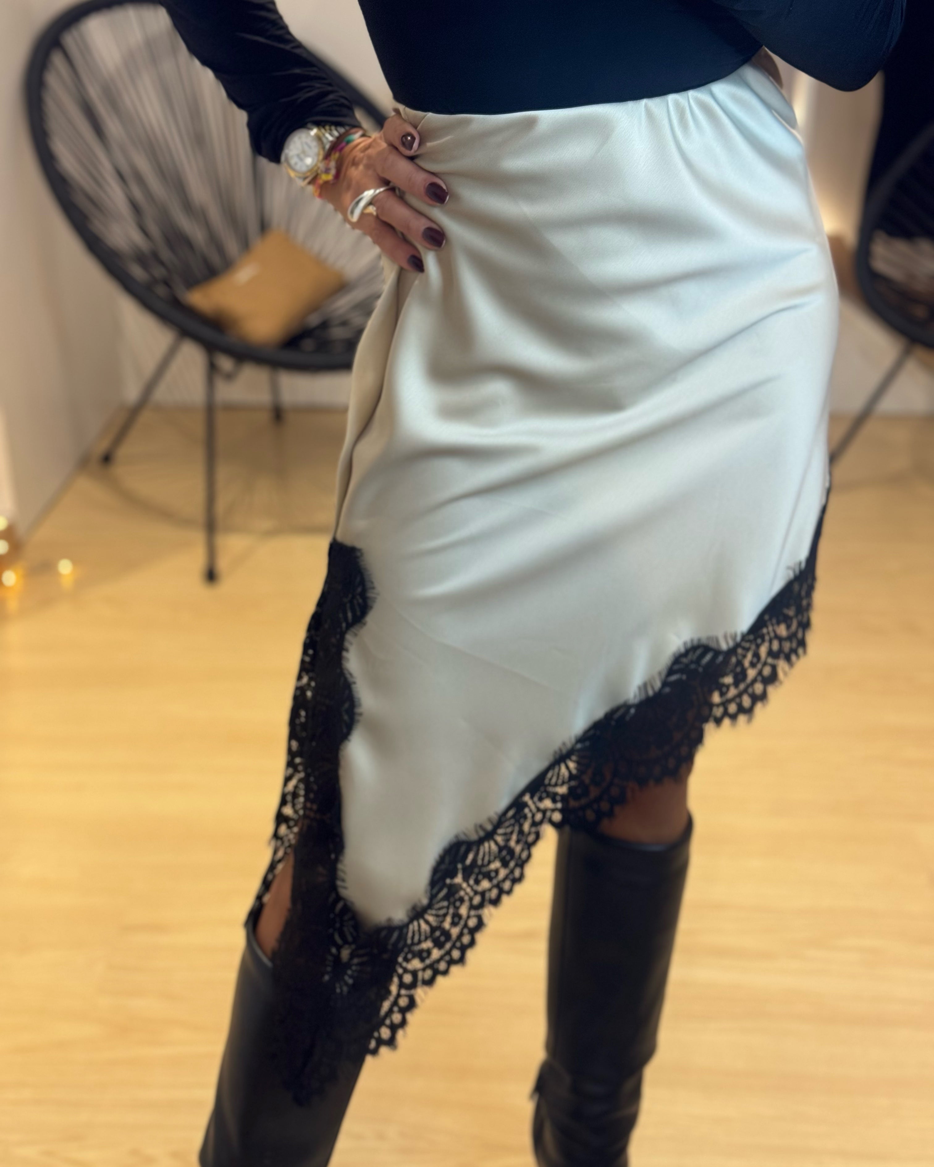 asymmetrical skirt with lace