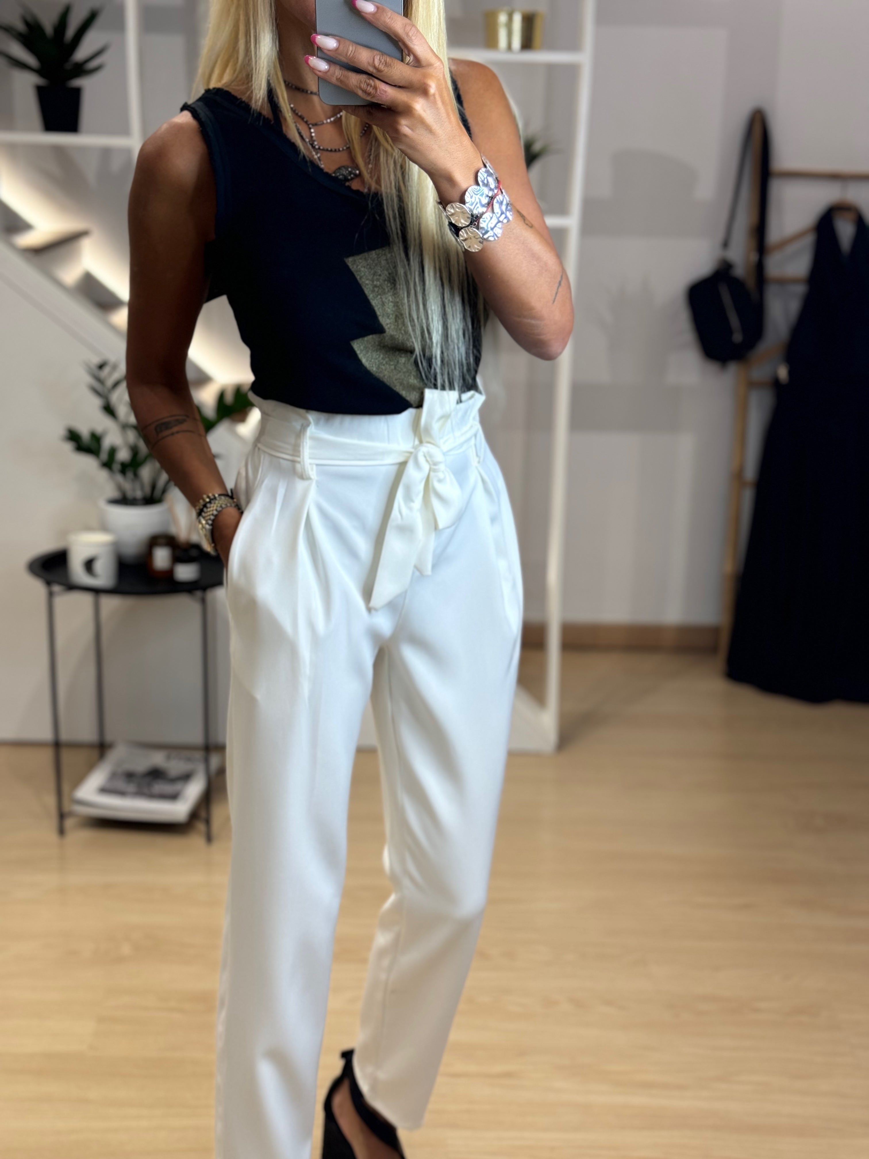 υφασμάτινο παντελόνι με ζώνη