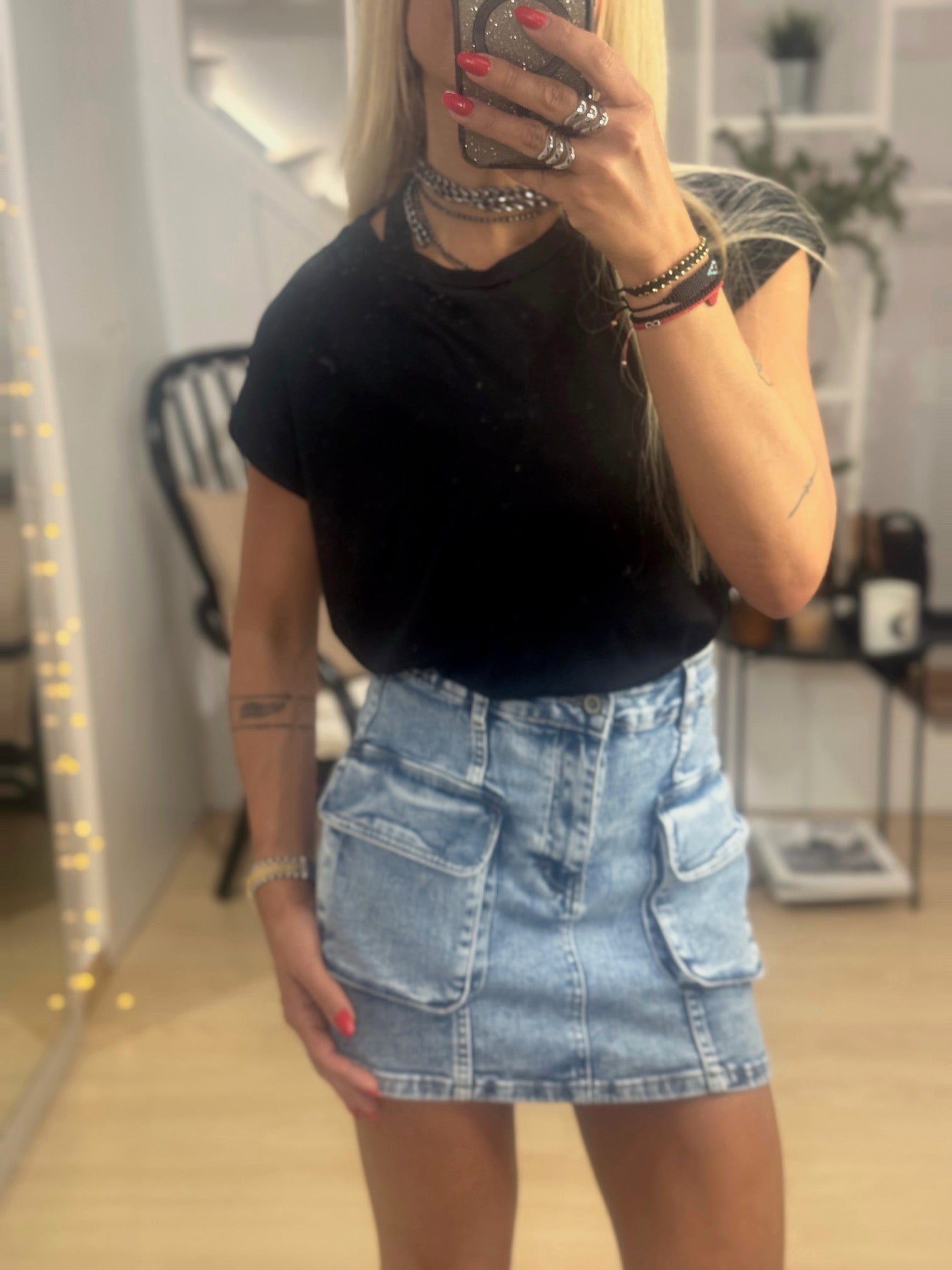 Jean Skirt With Pockets