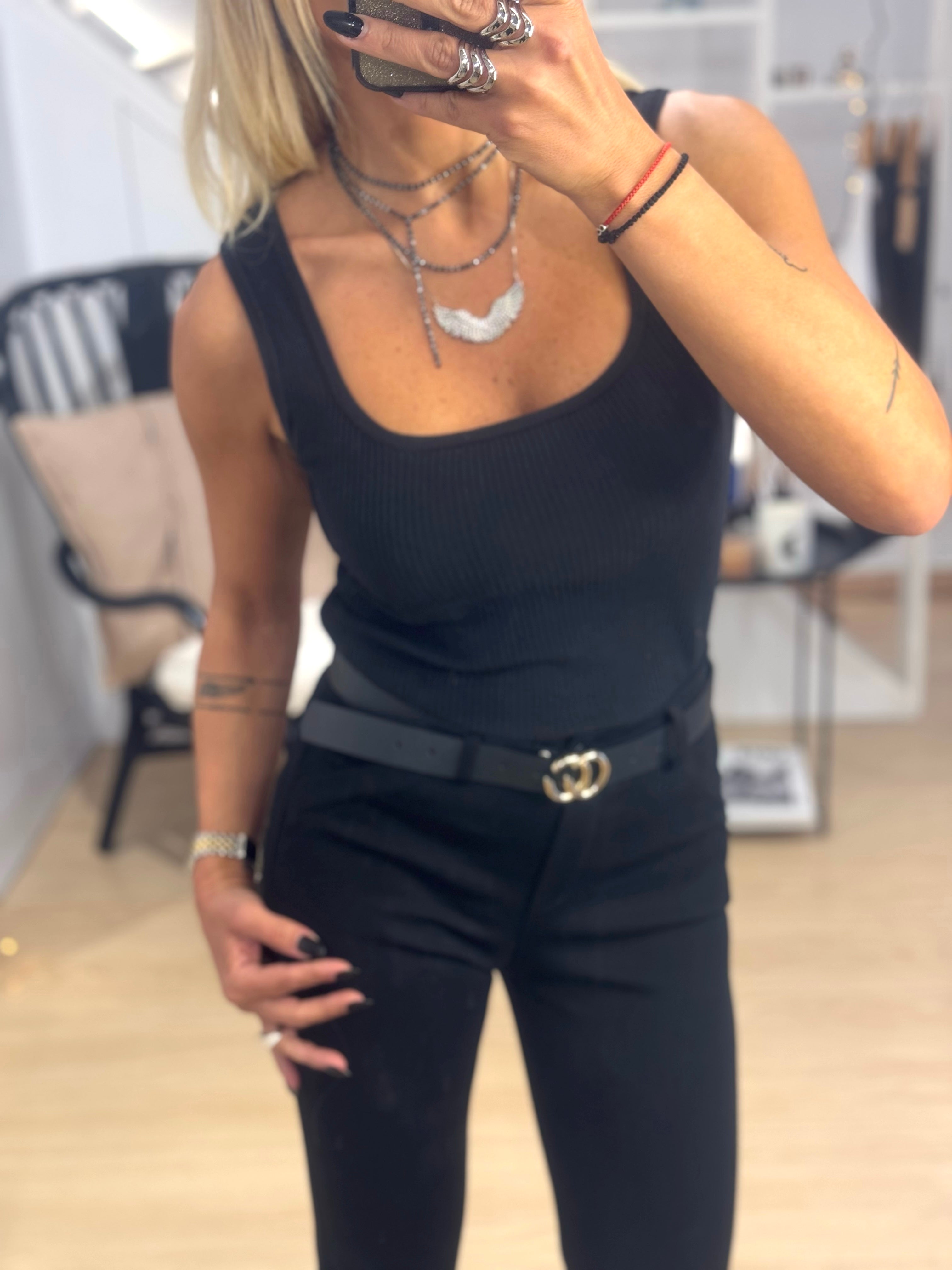 fabric pants with belt