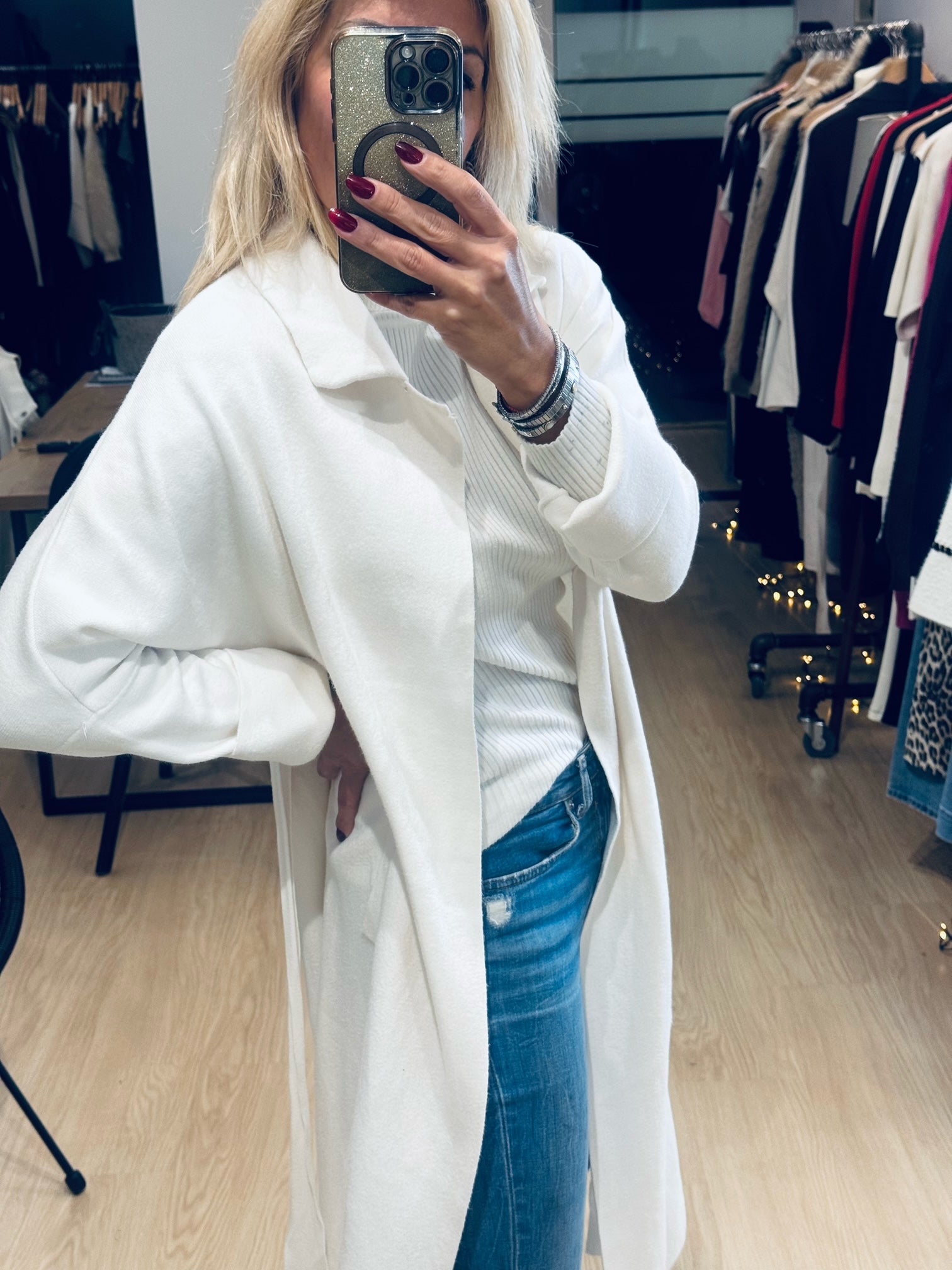 LONG CARDIGAN WITH BUILT-IN BELT