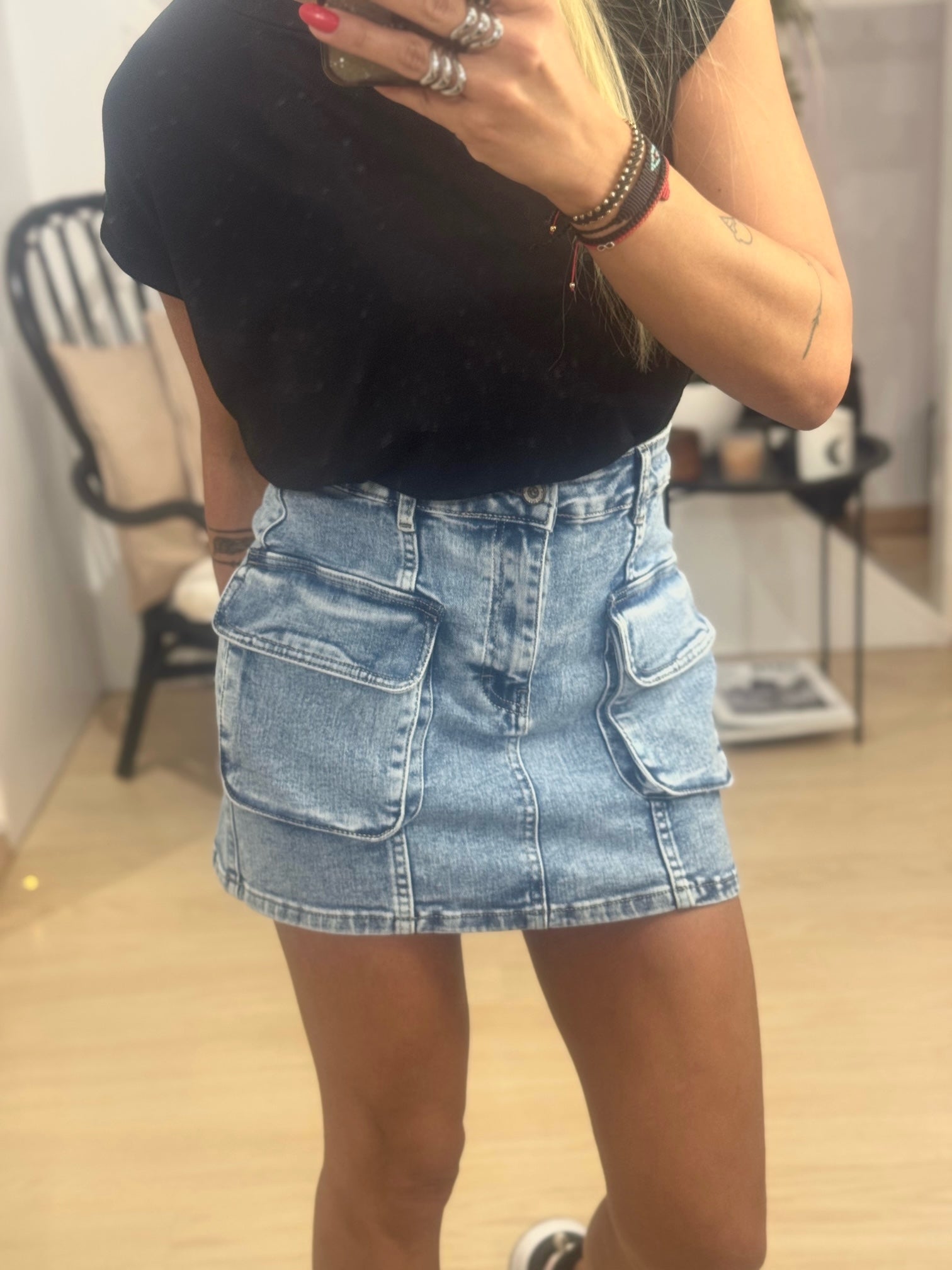 Φούστα Jean με τσέπες