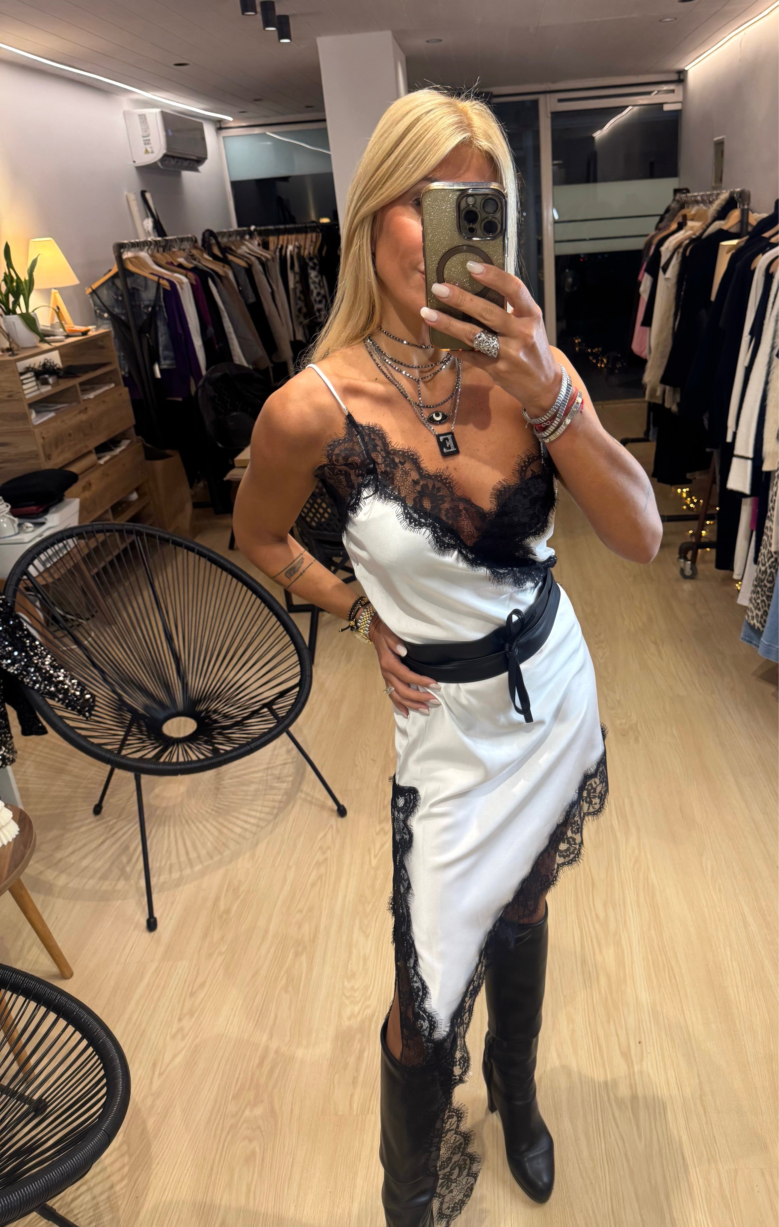 Lingerie dress with lace