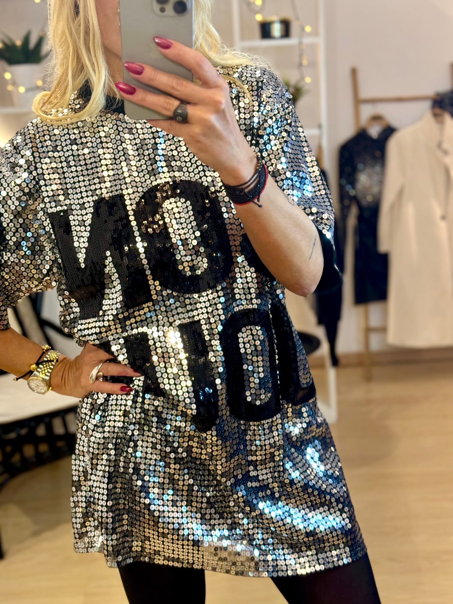 Φόρεμα BON JOUR με παγιέτες