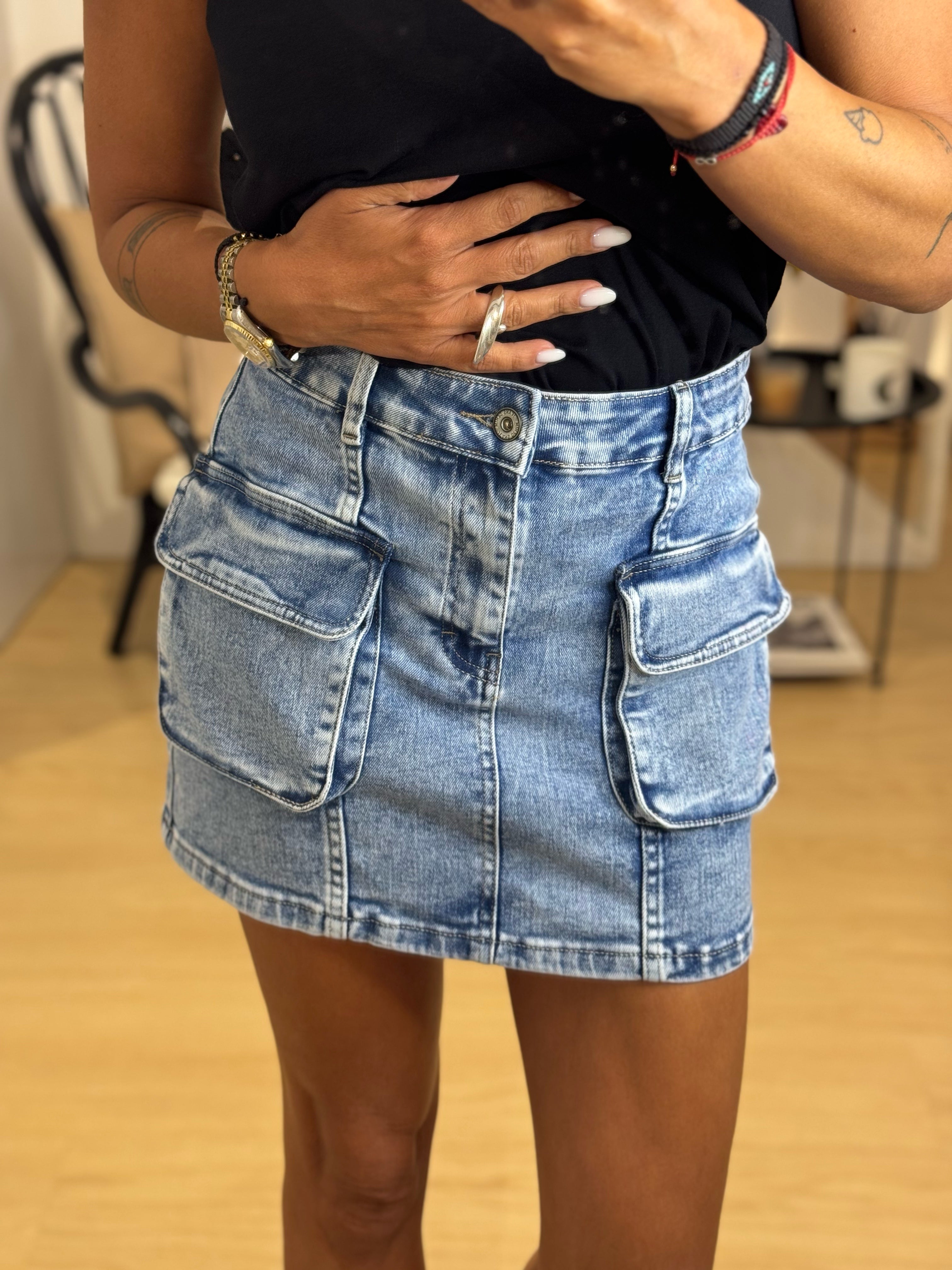 Jean Skirt With Pockets