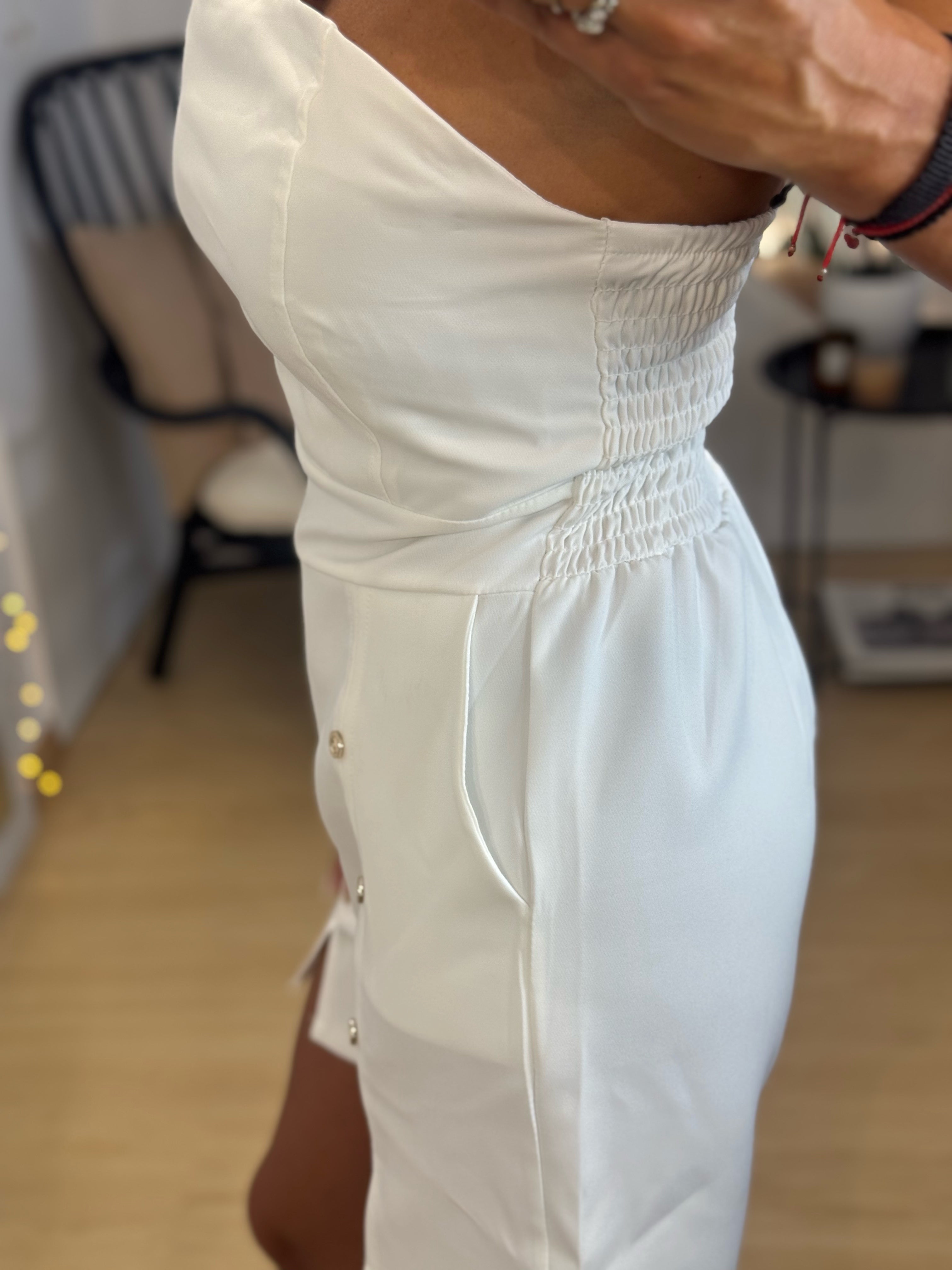 Strapless Overall With Buttons