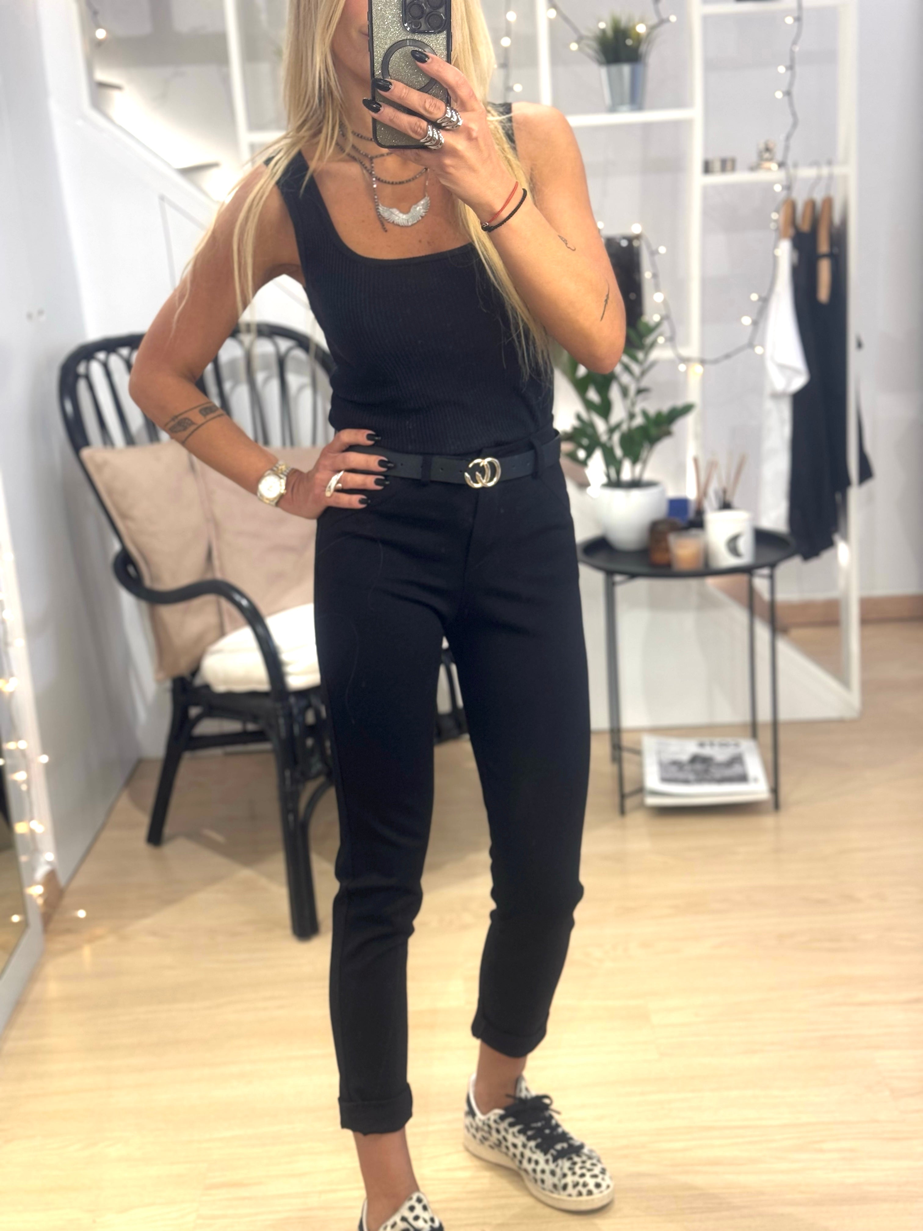 fabric pants with belt