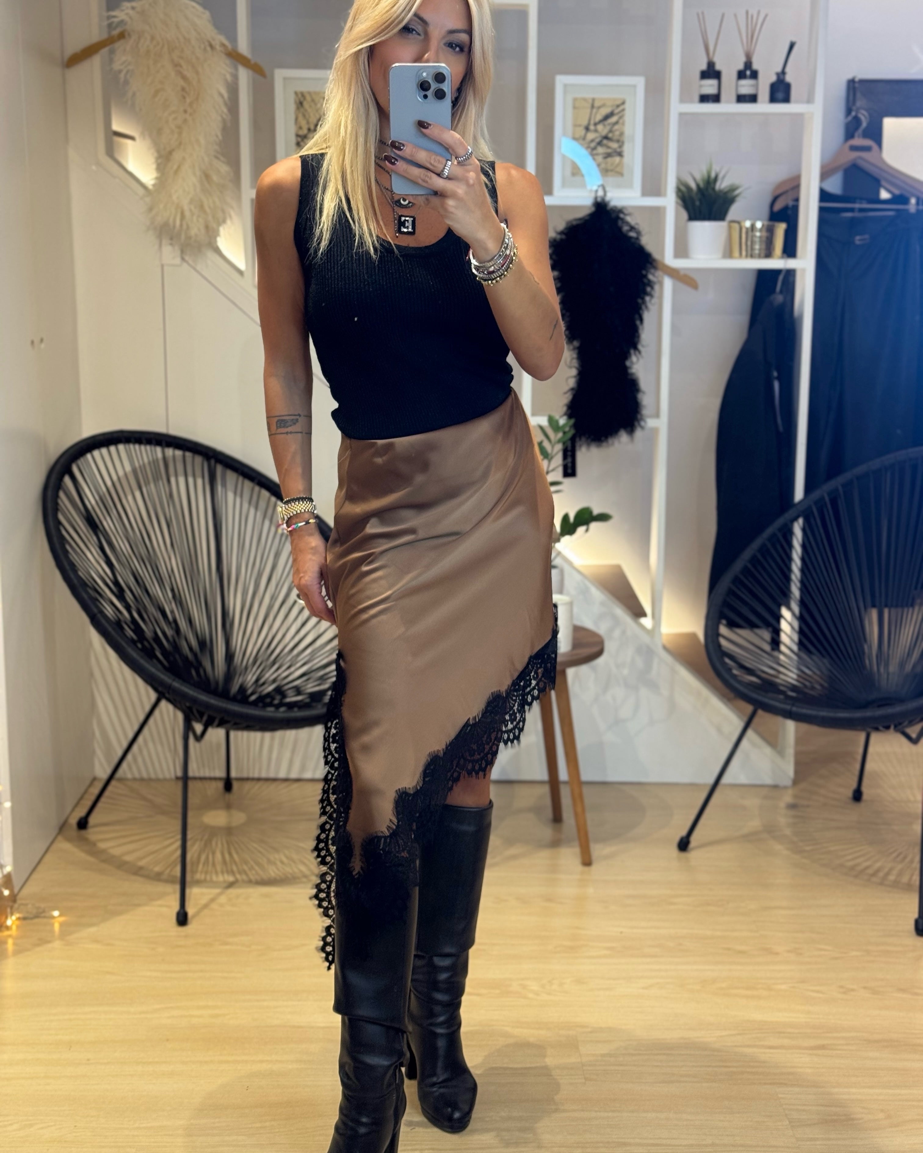 asymmetrical skirt with lace