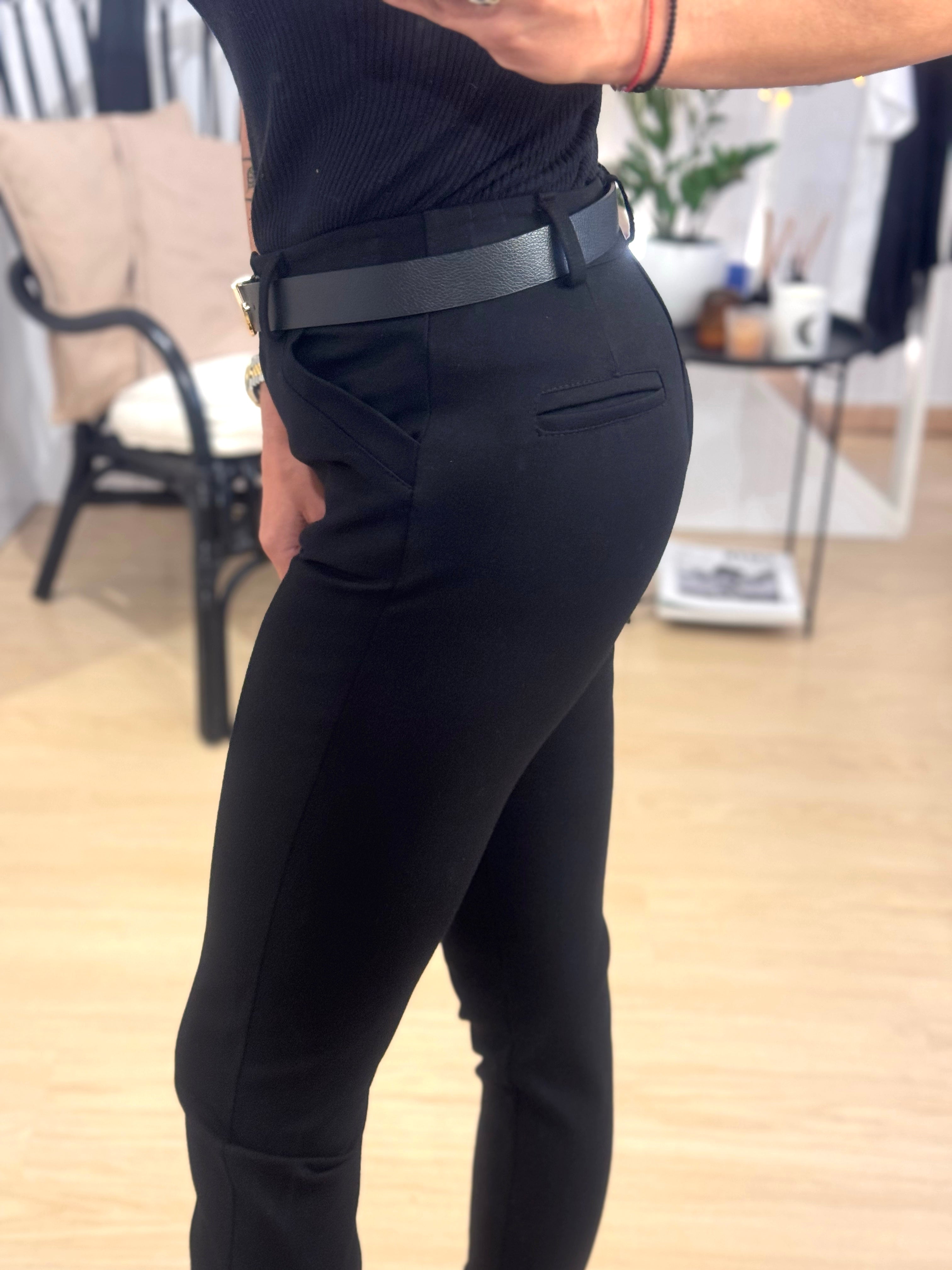 fabric pants with belt