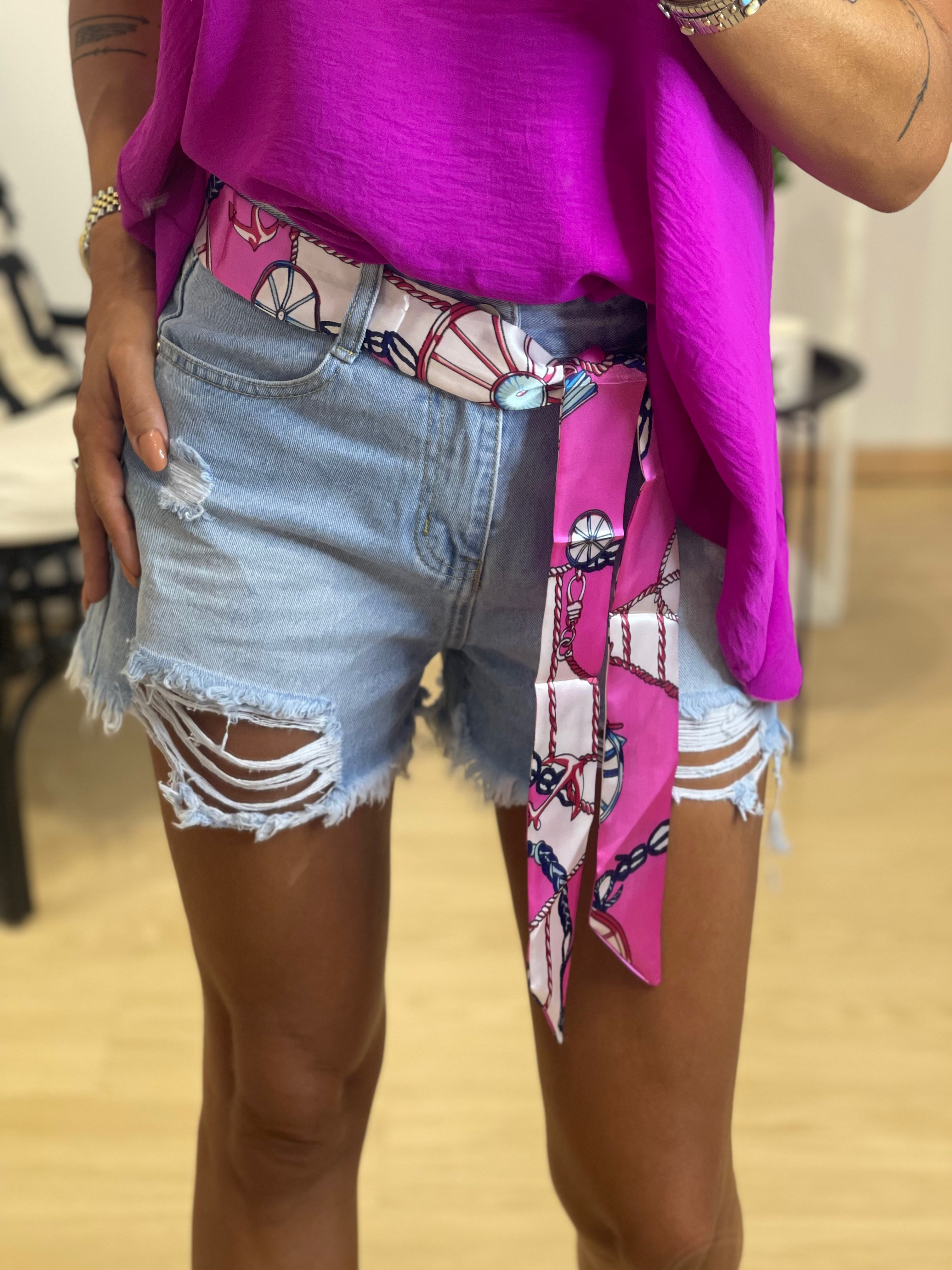 Jeans Shorts With Belt