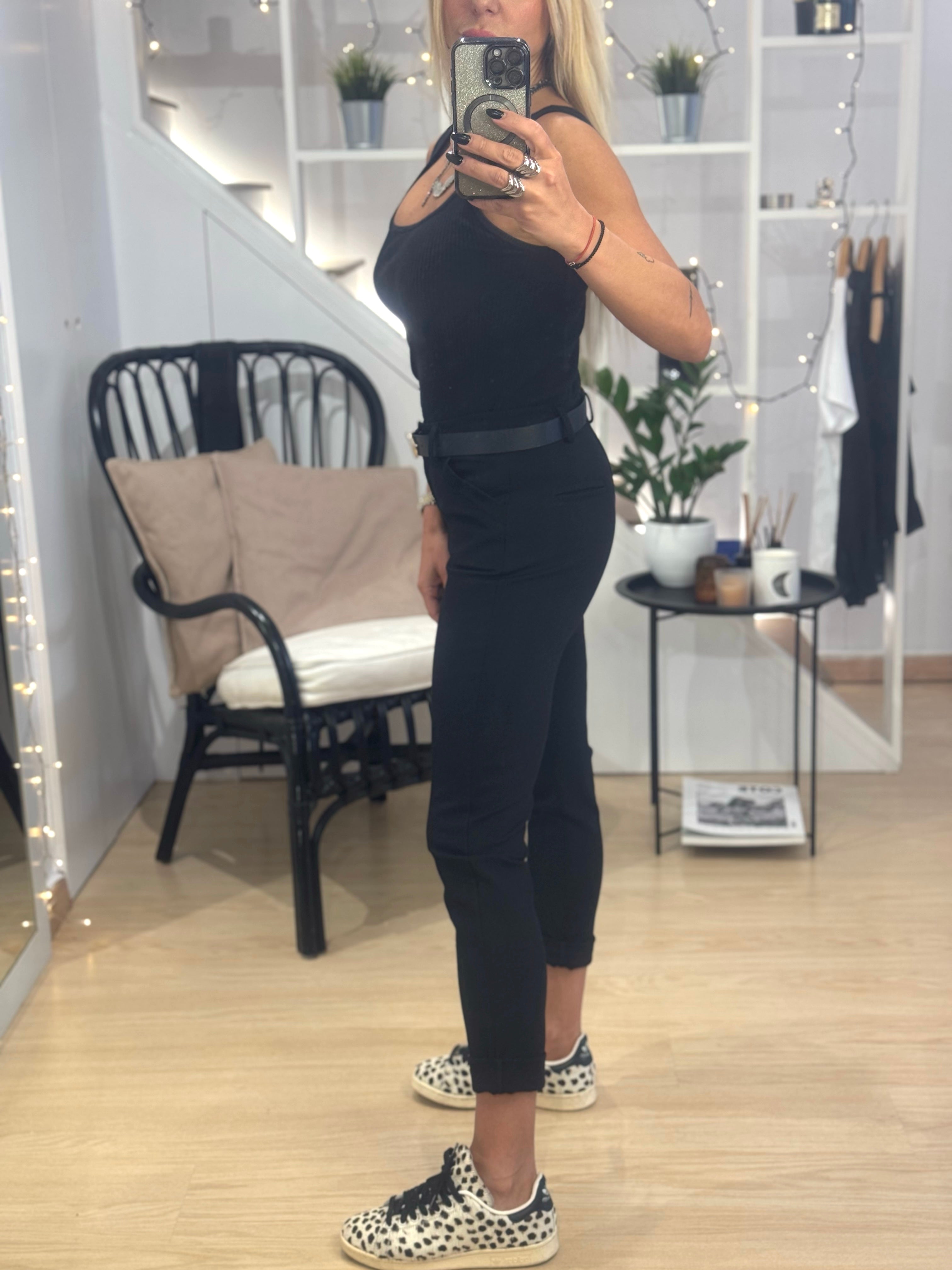 fabric pants with belt