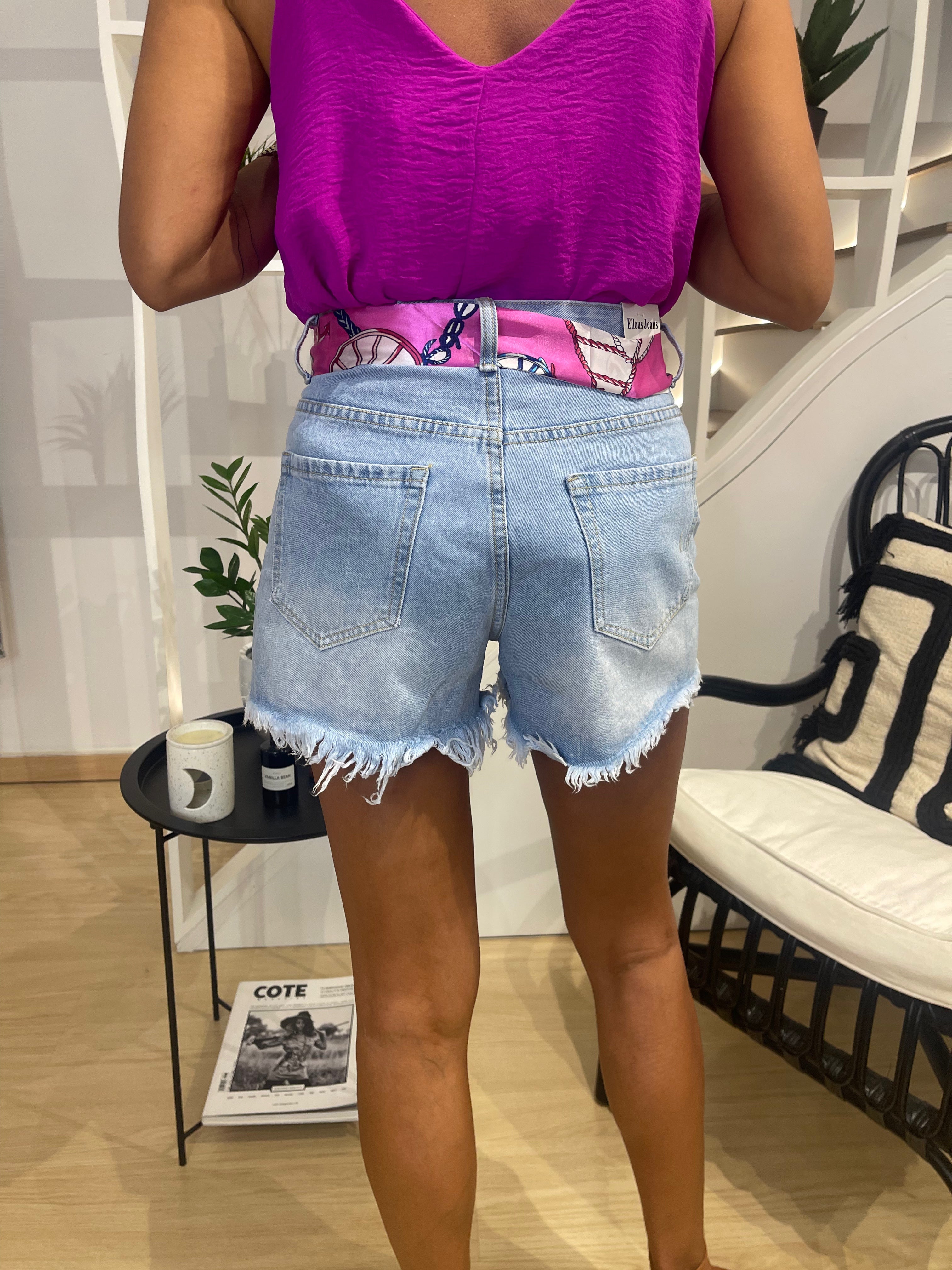 Jeans Shorts With Belt