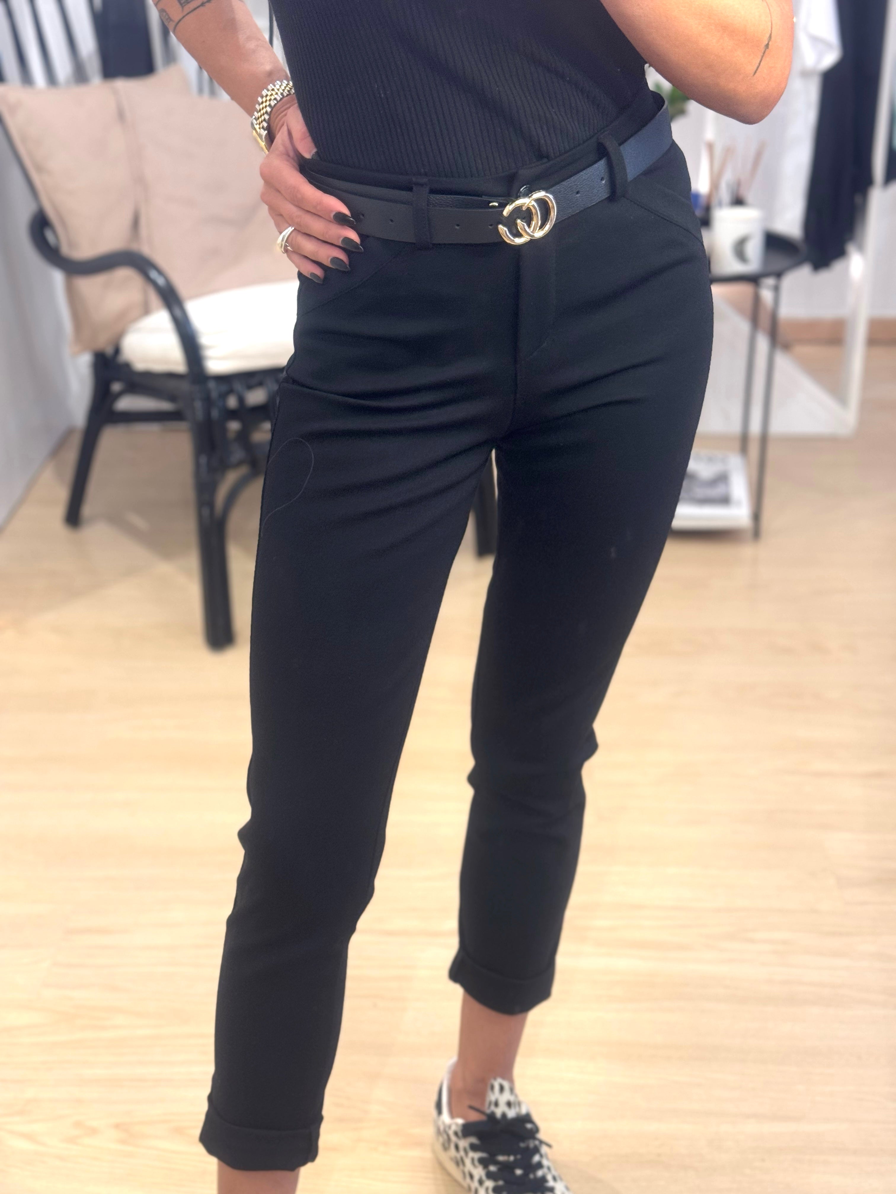 fabric pants with belt