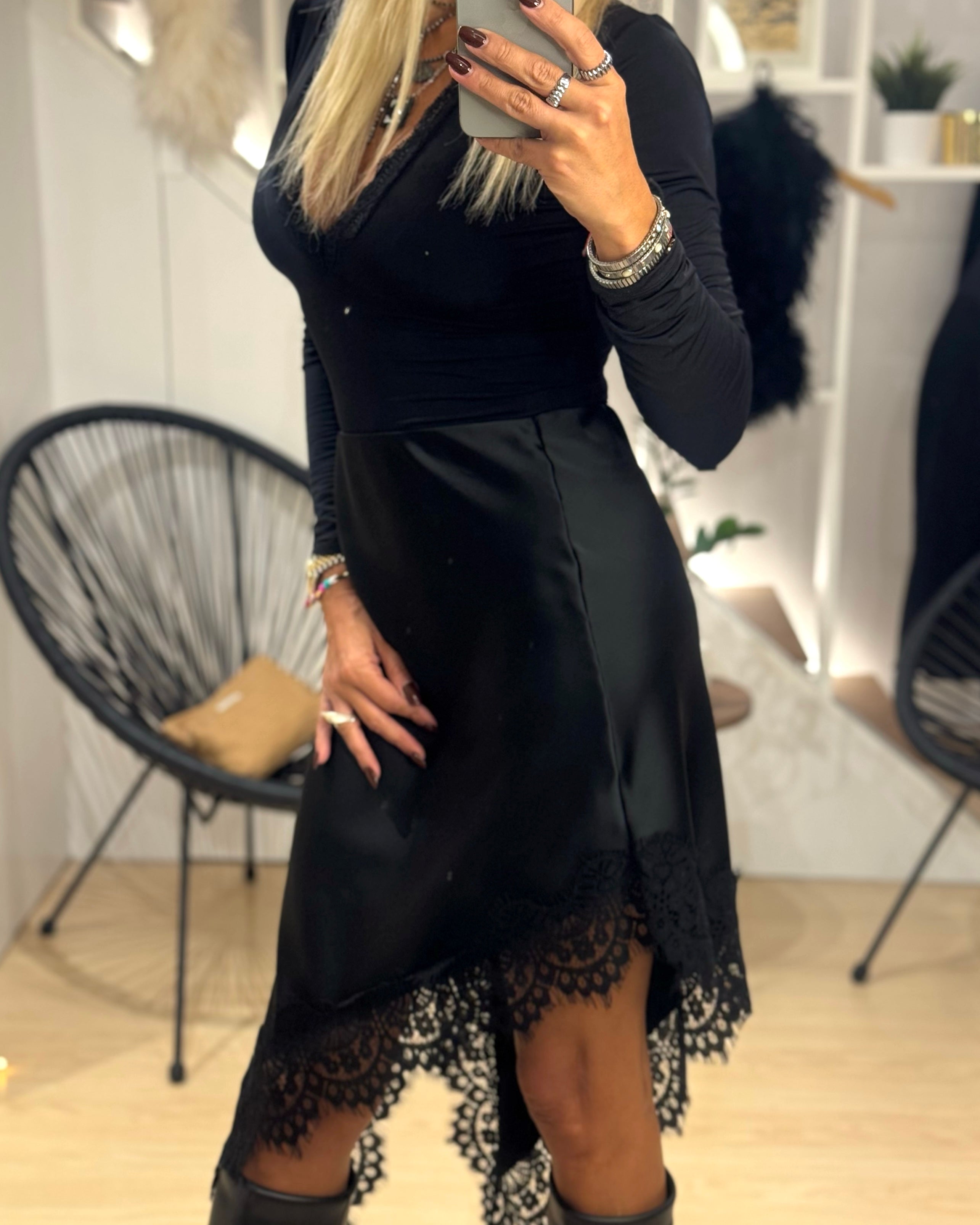 asymmetrical skirt with lace