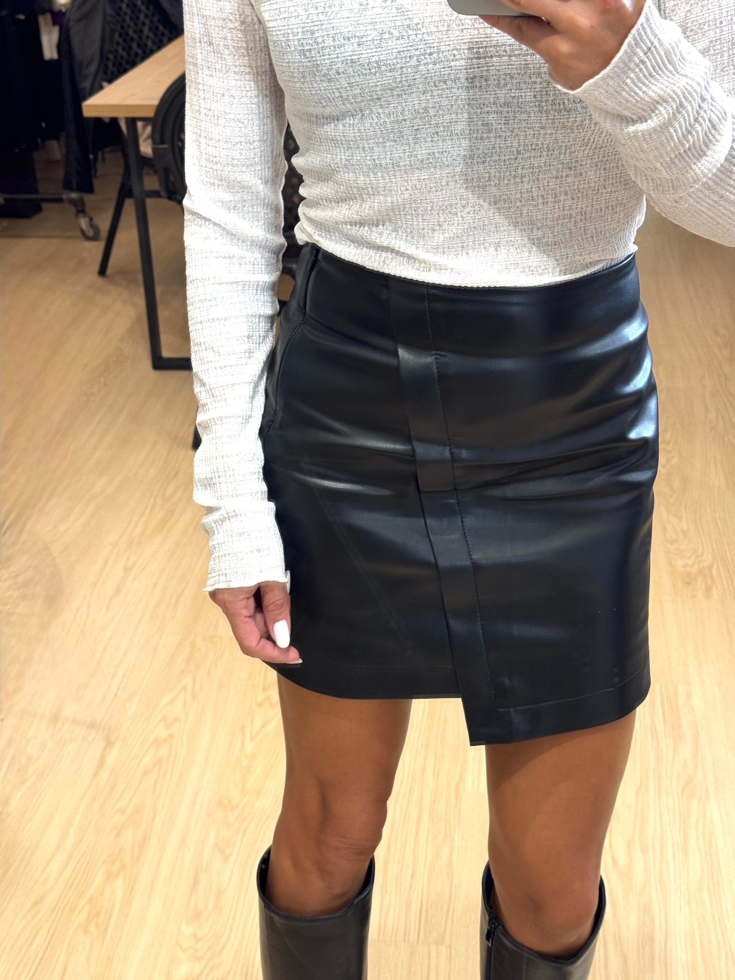 Leather mini skirt