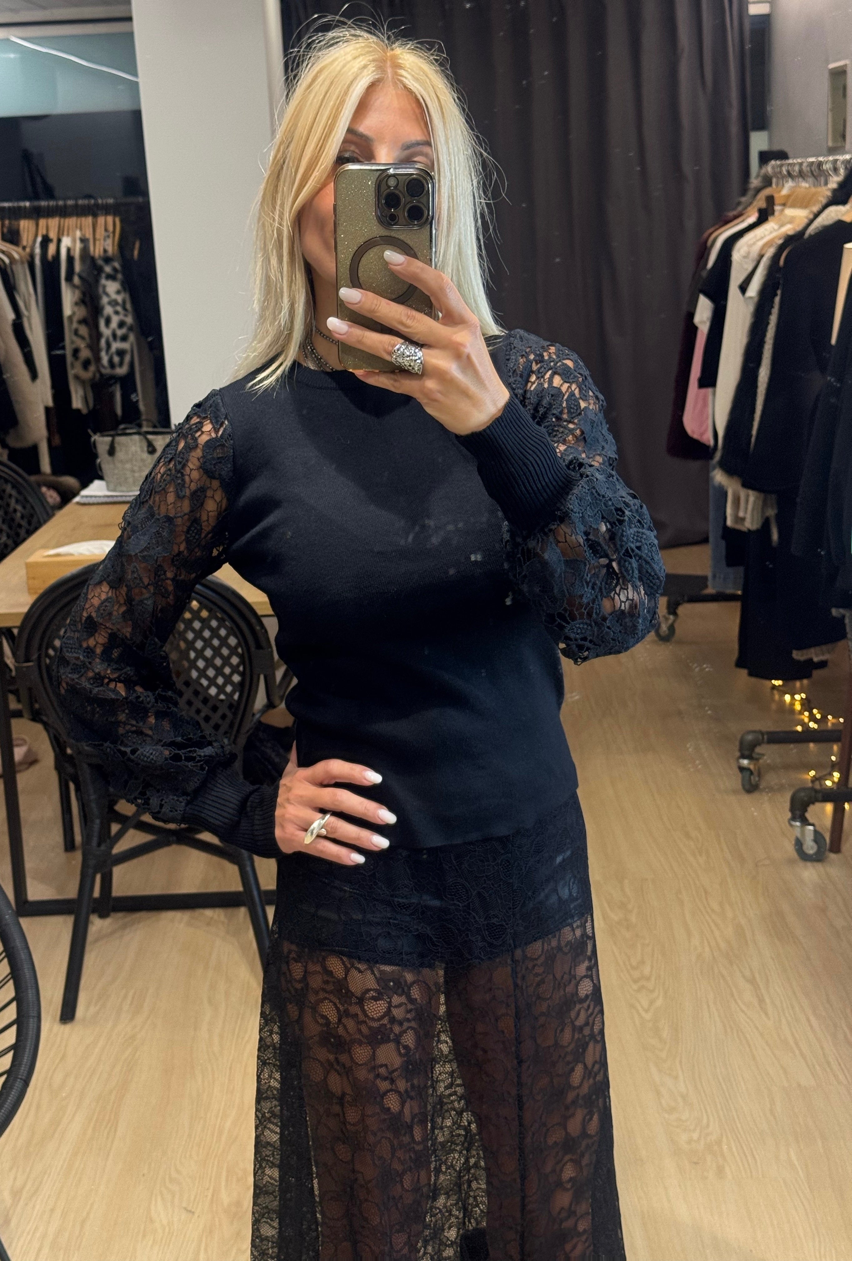 blouse with lace and transparency