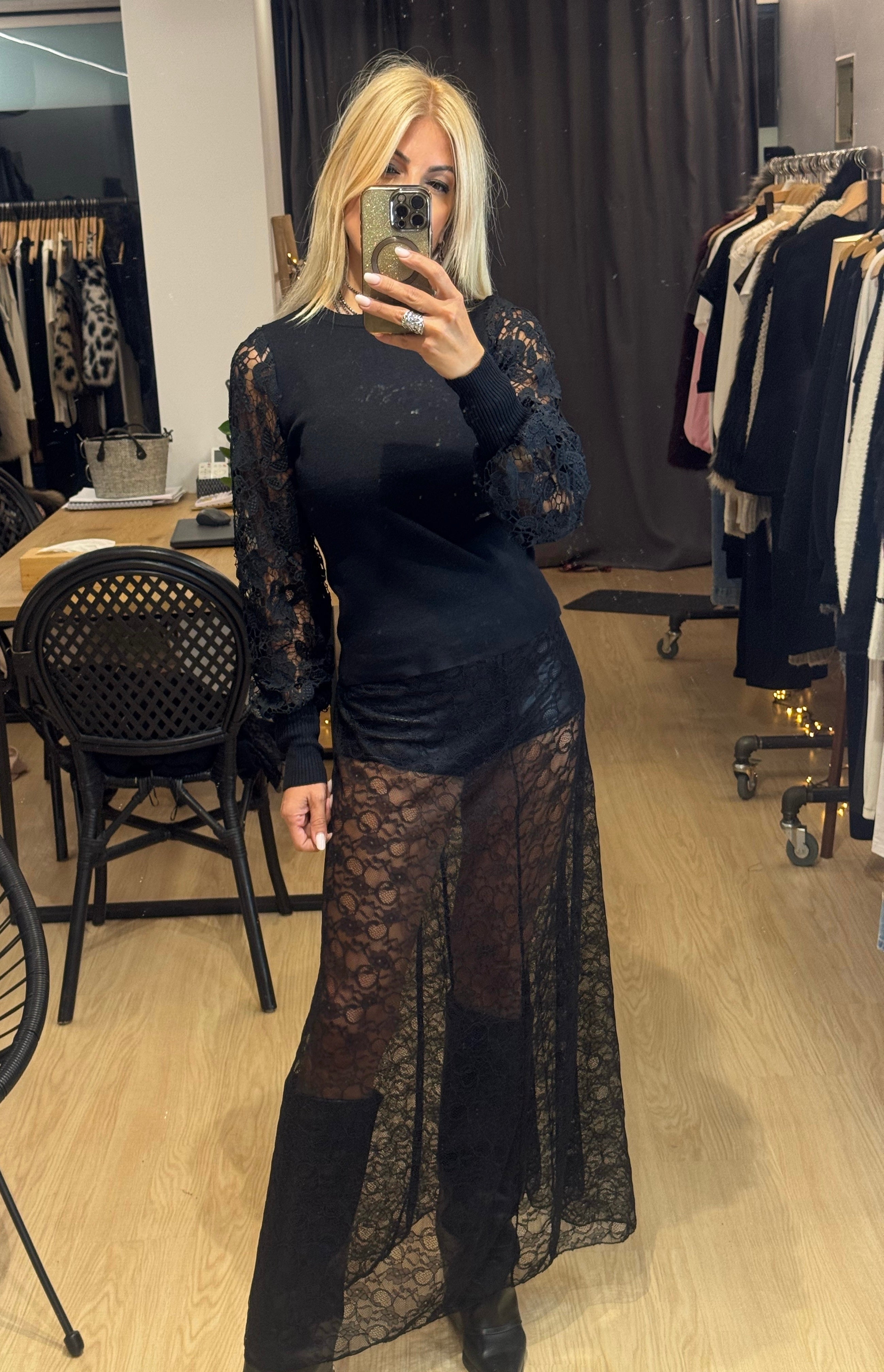 Maxi Skirt with Lace