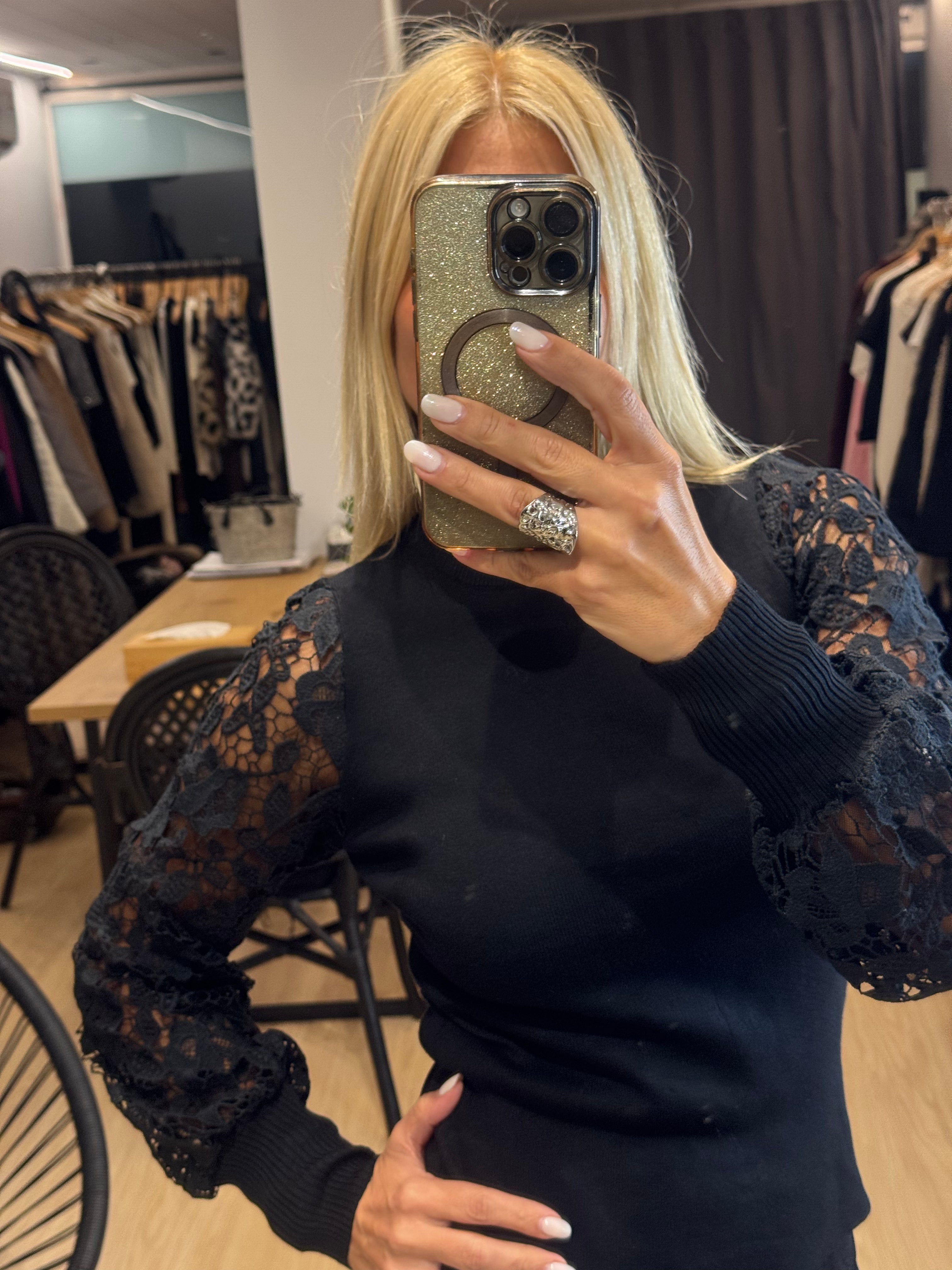 blouse with lace and transparency