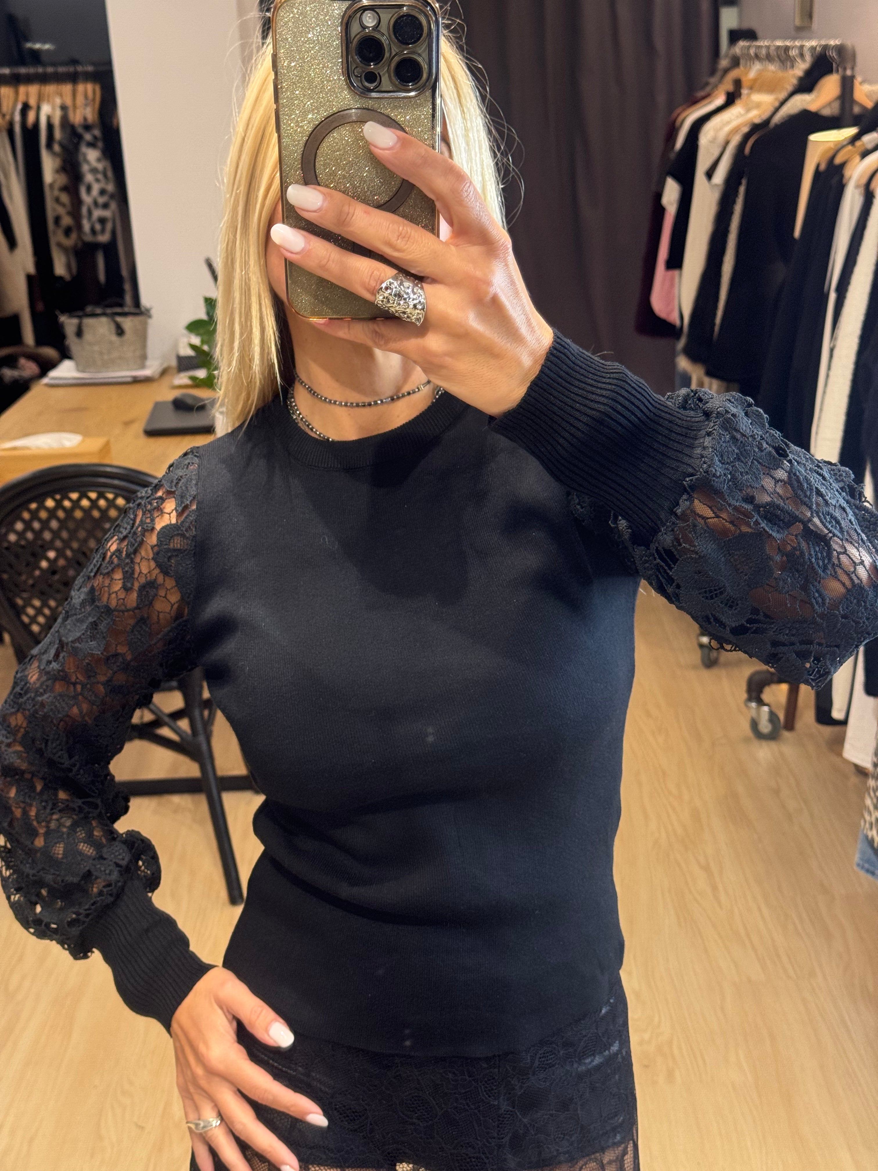 blouse with lace and transparency