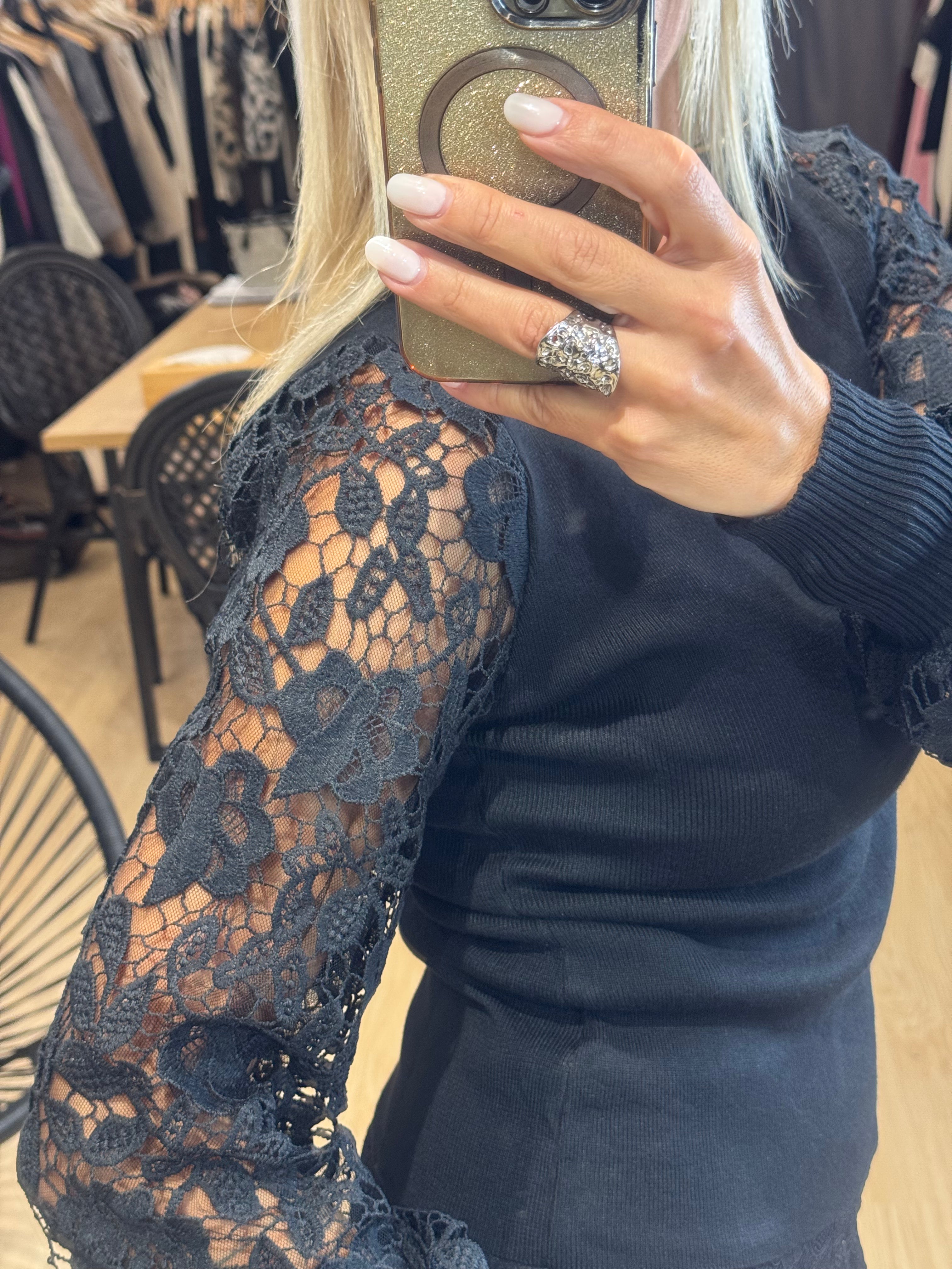 blouse with lace and transparency