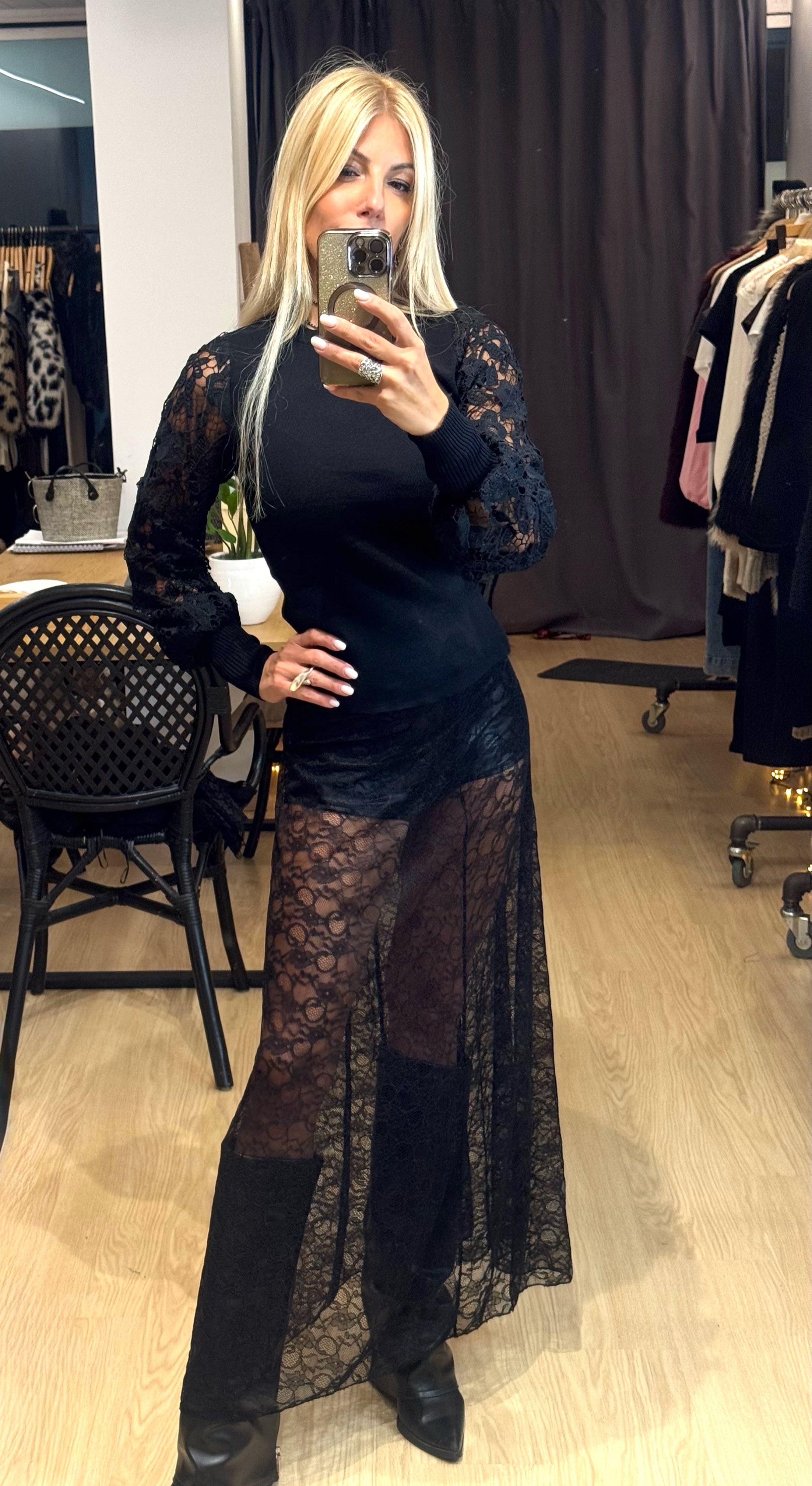 Maxi Skirt with Lace