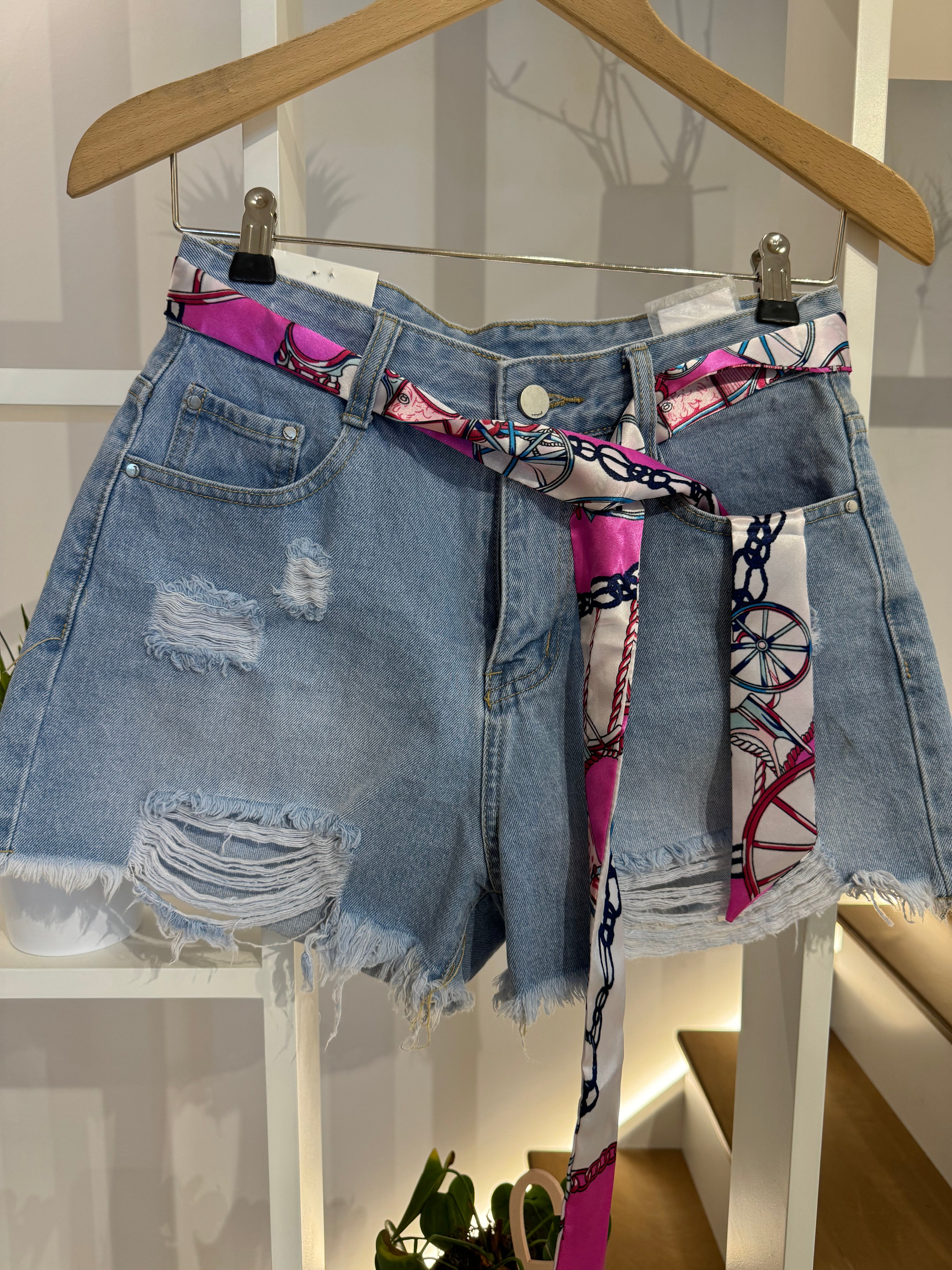 Jeans Shorts With Belt