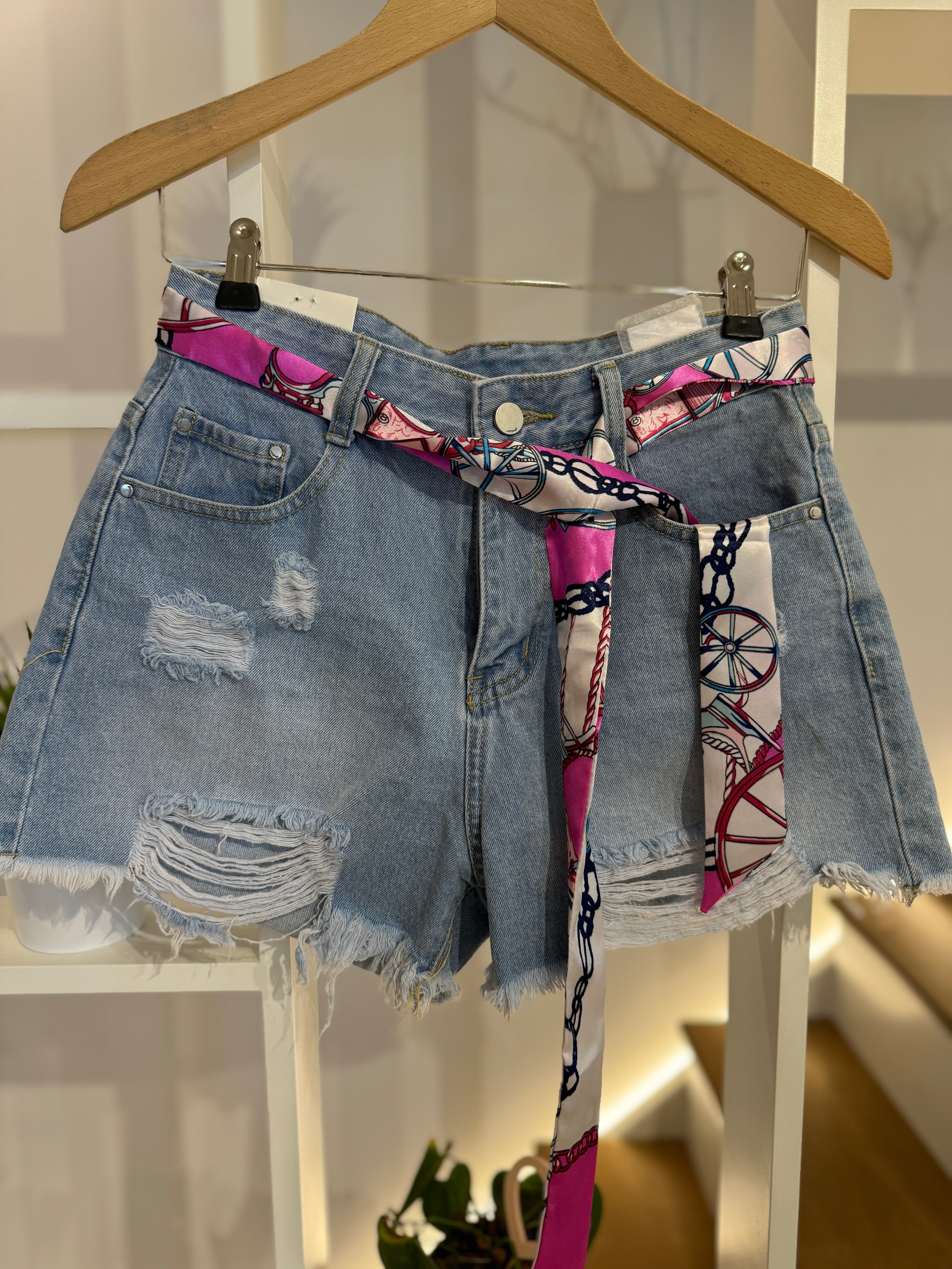 Jeans Shorts With Belt
