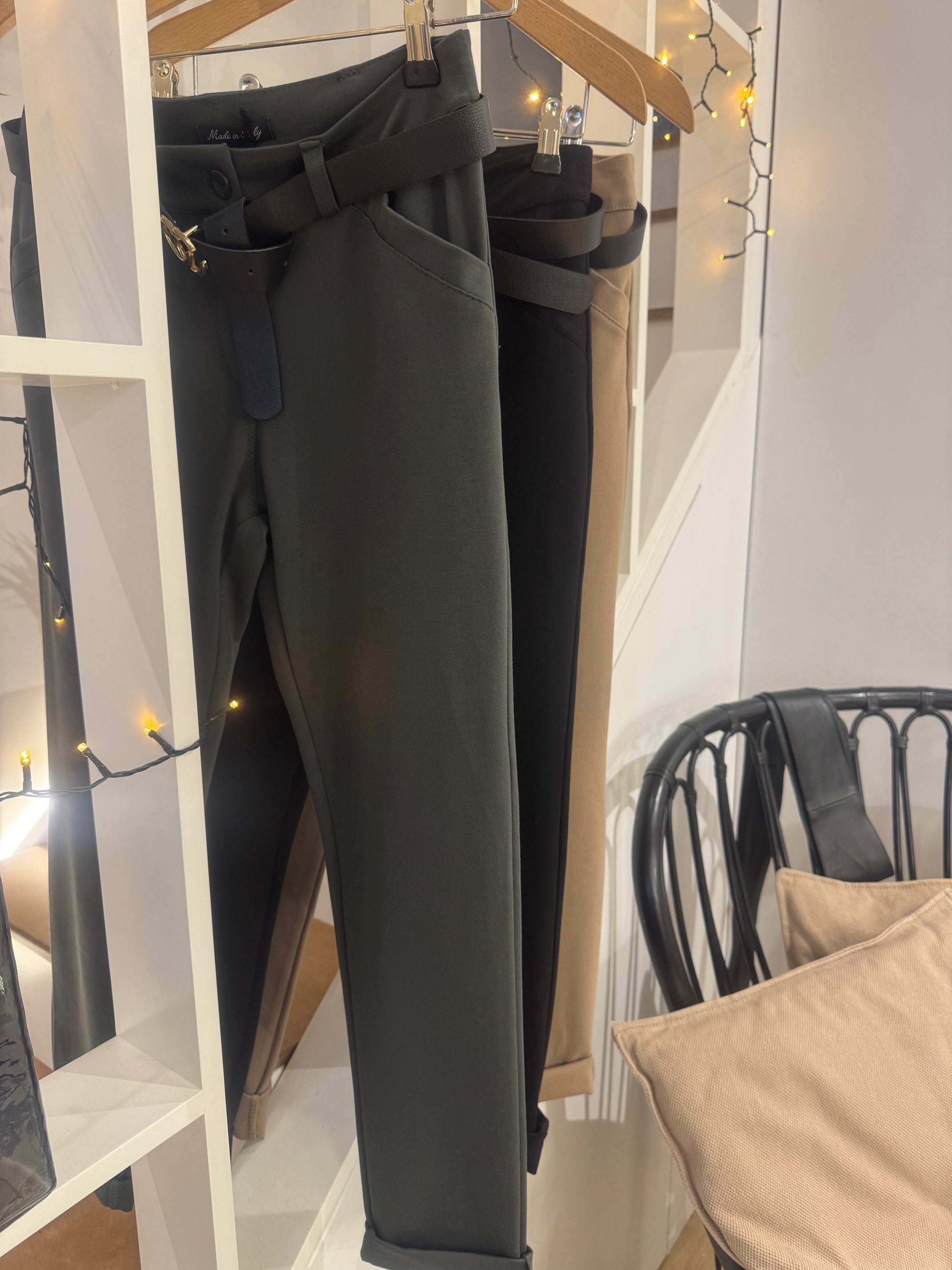 fabric pants with belt