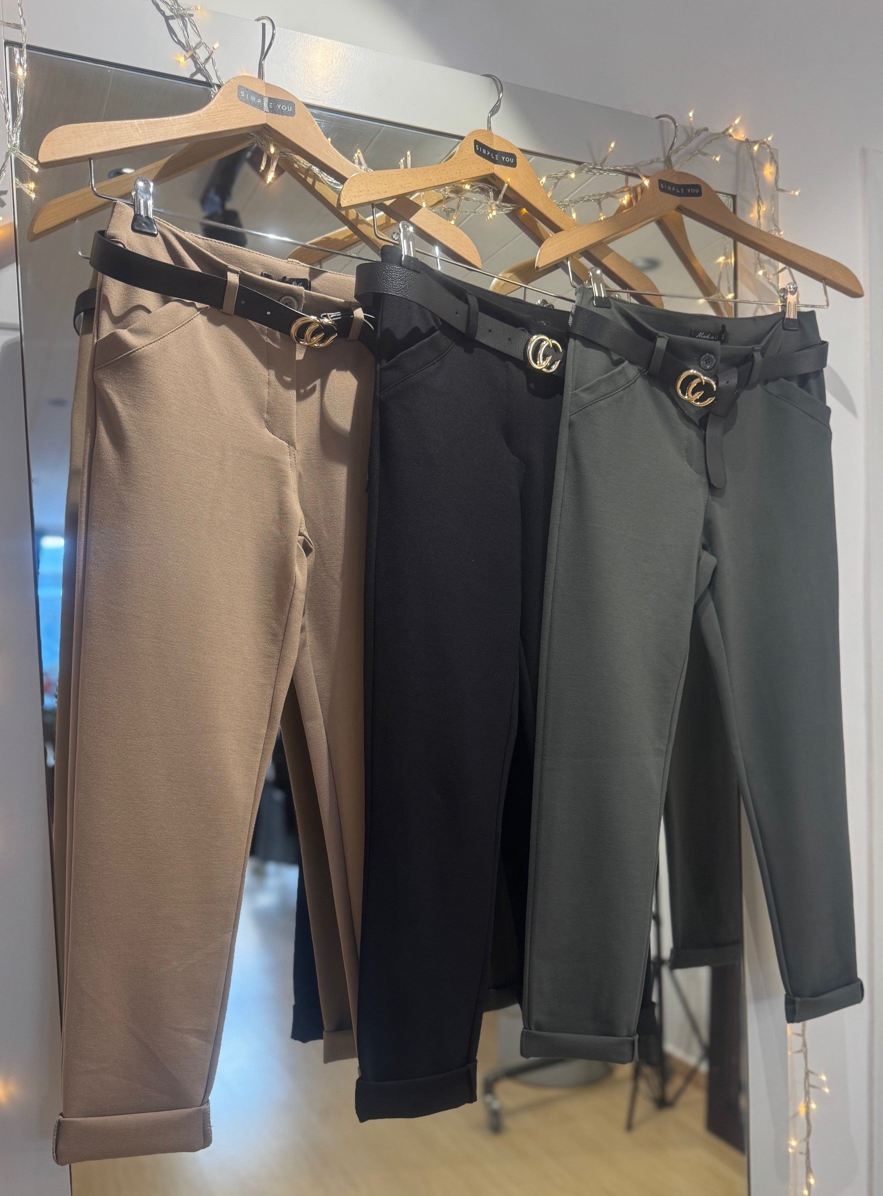 fabric pants with belt