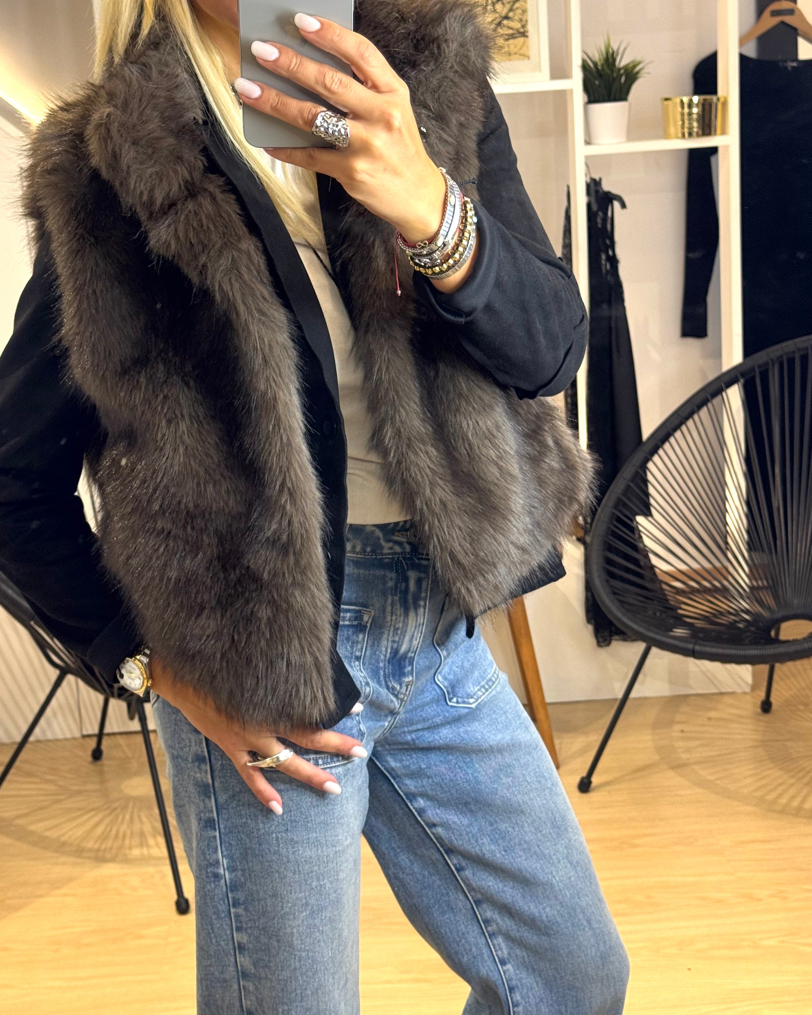 Sleeveless Fur Coat