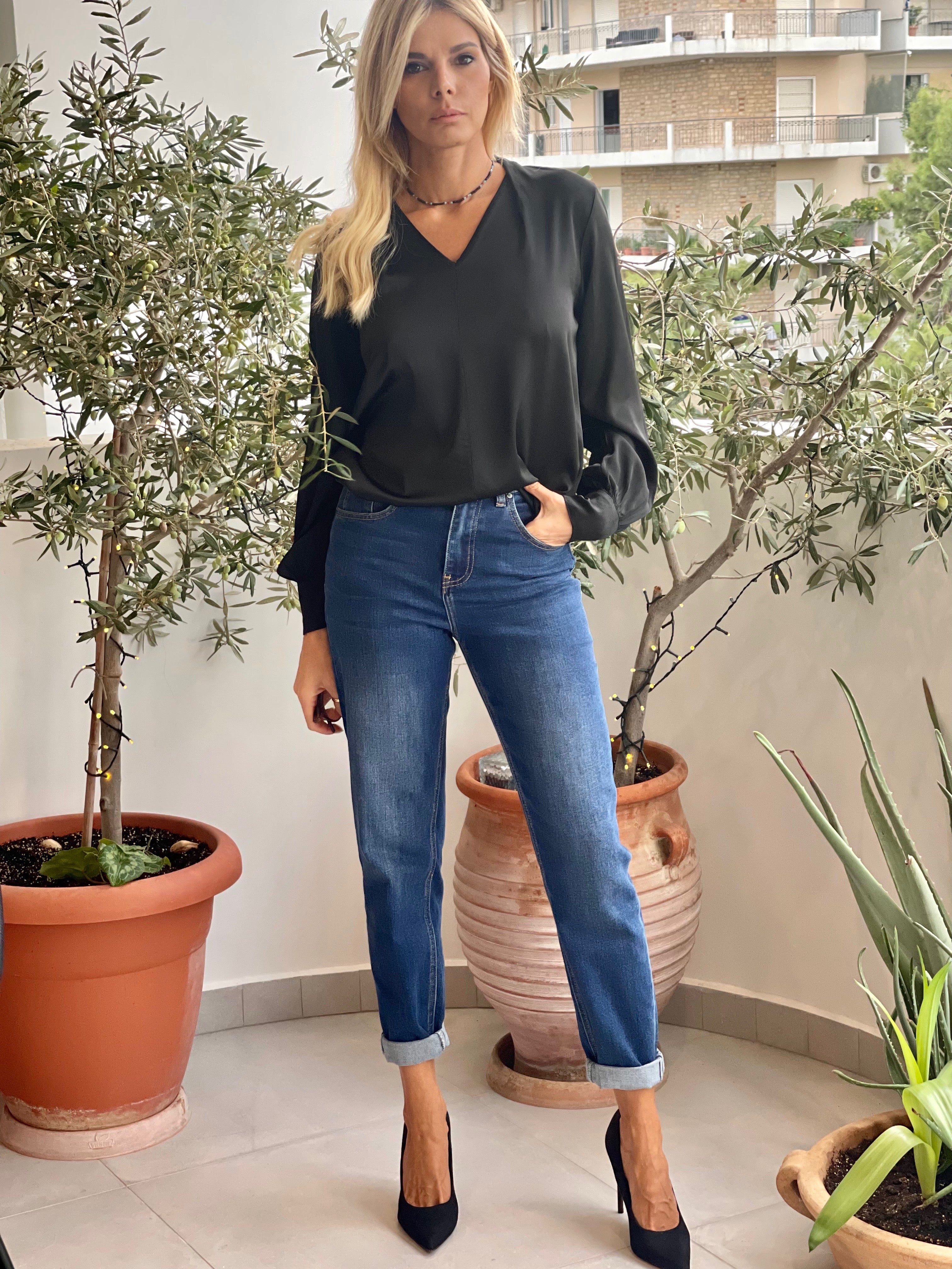 Σατέν V μπλούζα