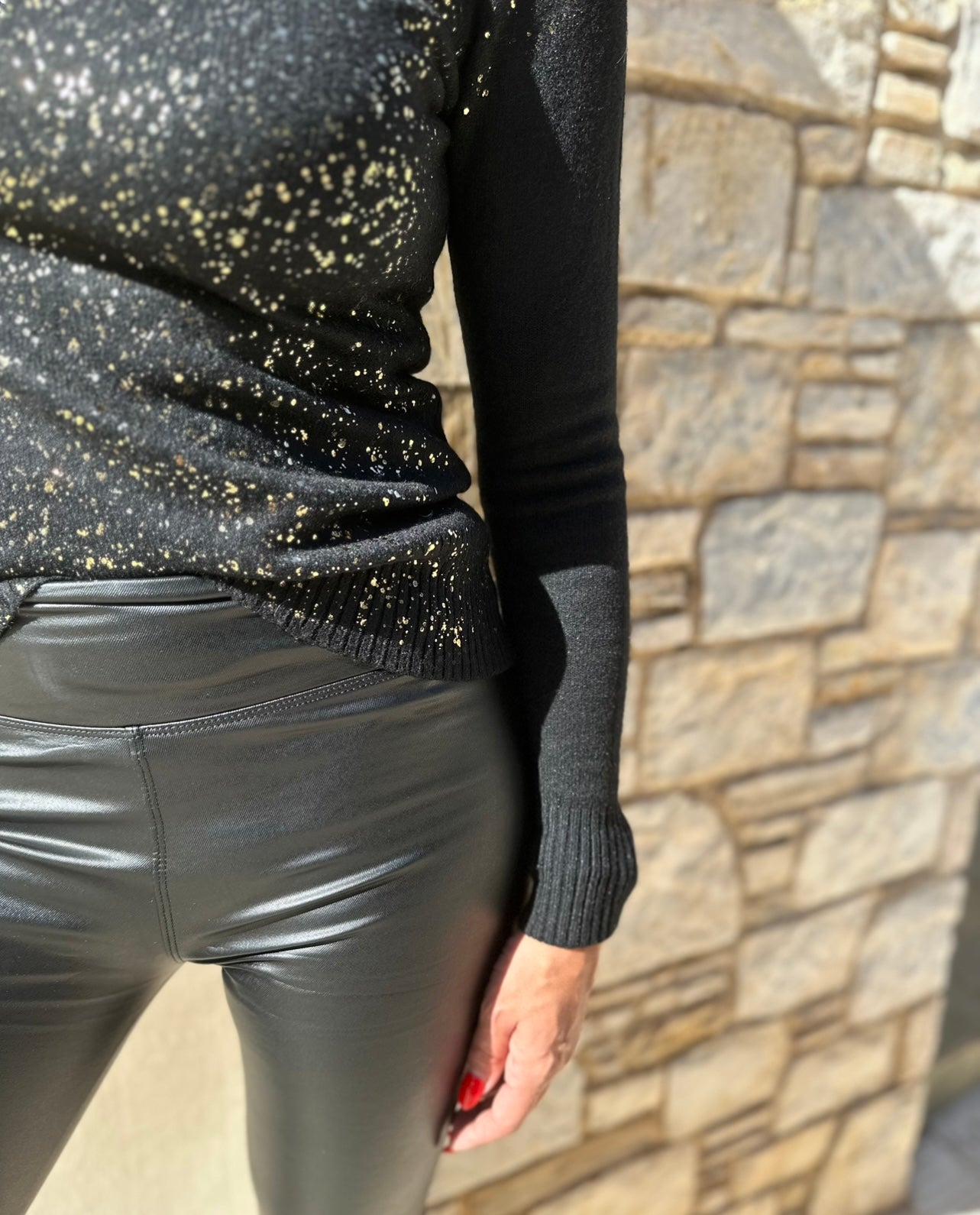 Πλεκτή μπλούζα ζιβάγκο με print