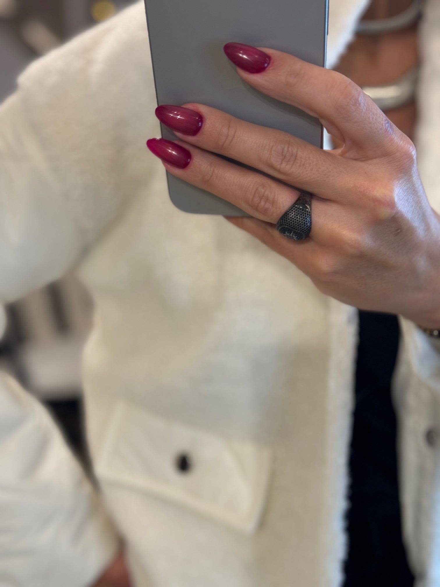 γούνινο σακάκι με τσέπες και πλεκτή πλάτη