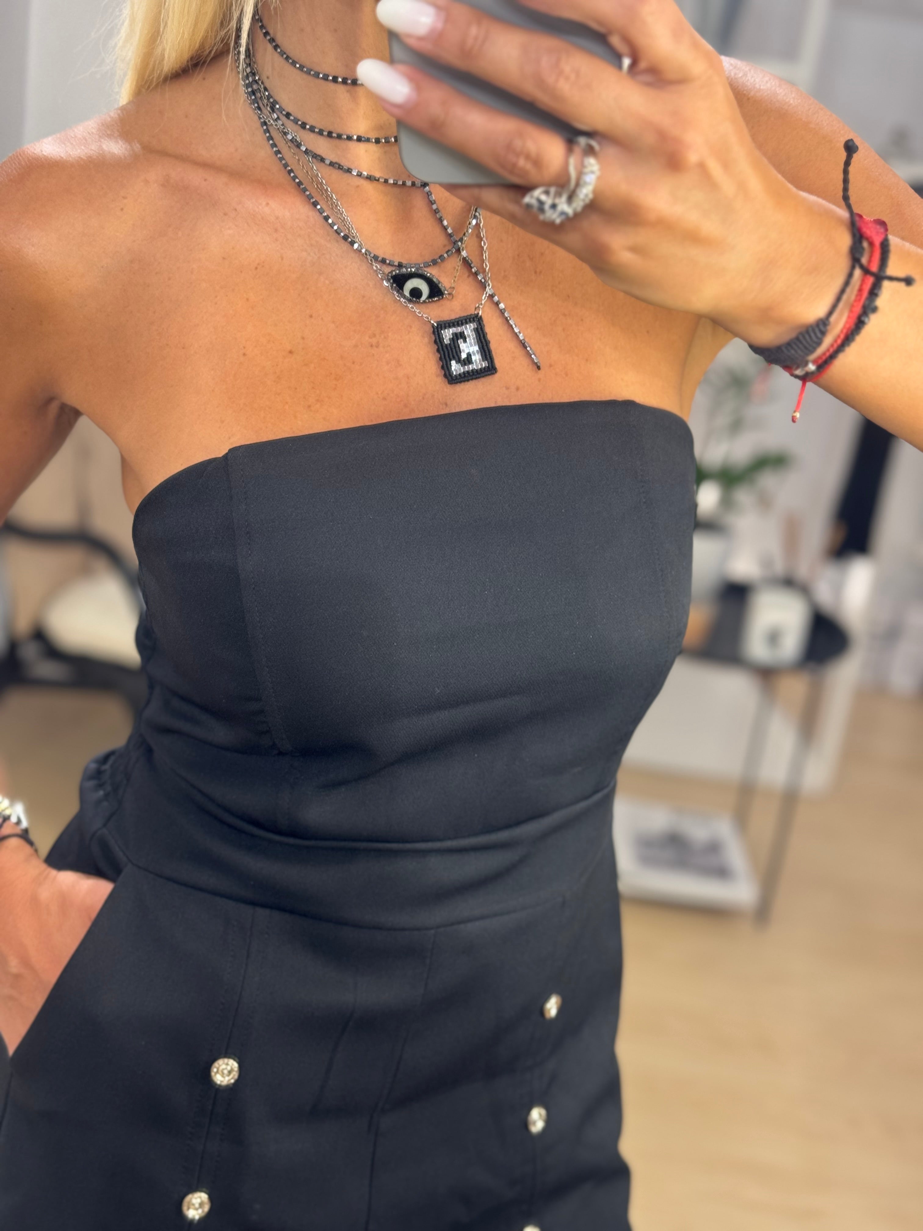 Strapless Overall With Buttons