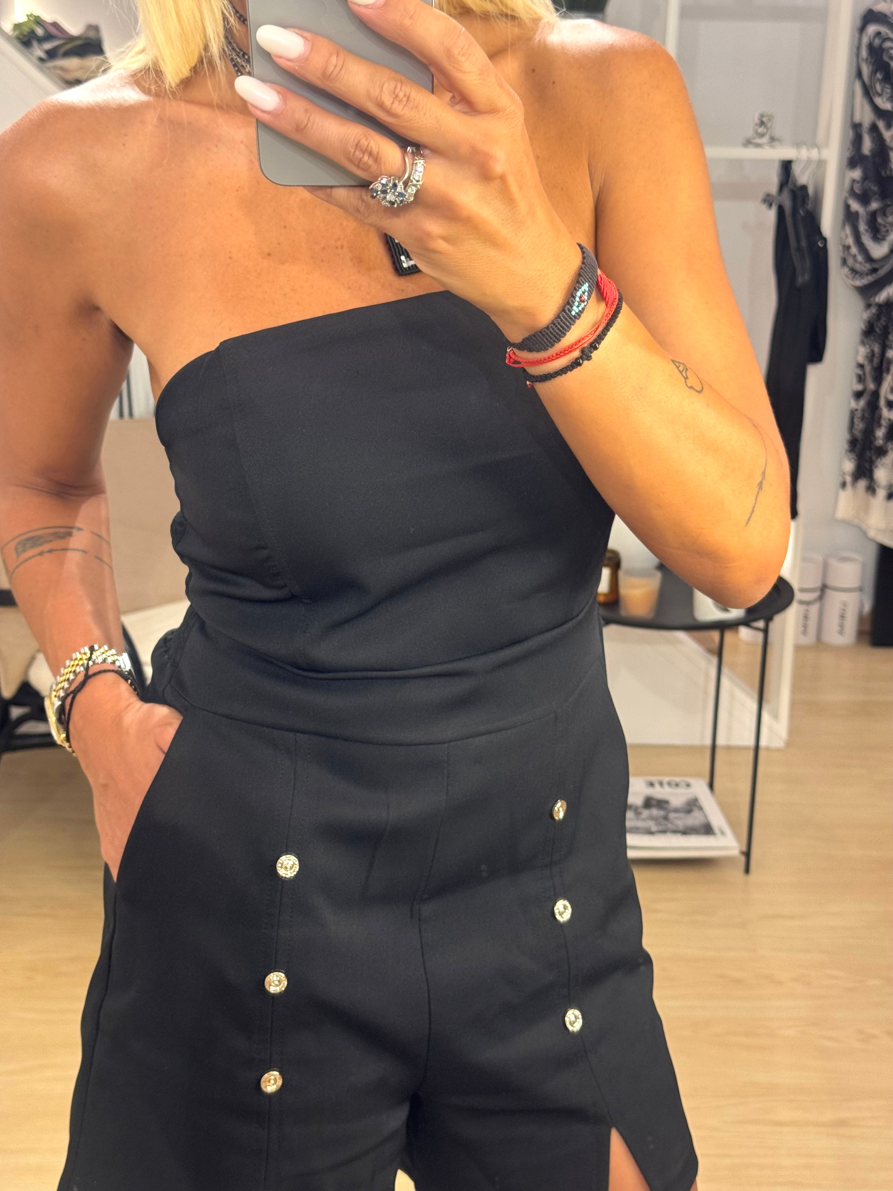 Strapless Overall With Buttons