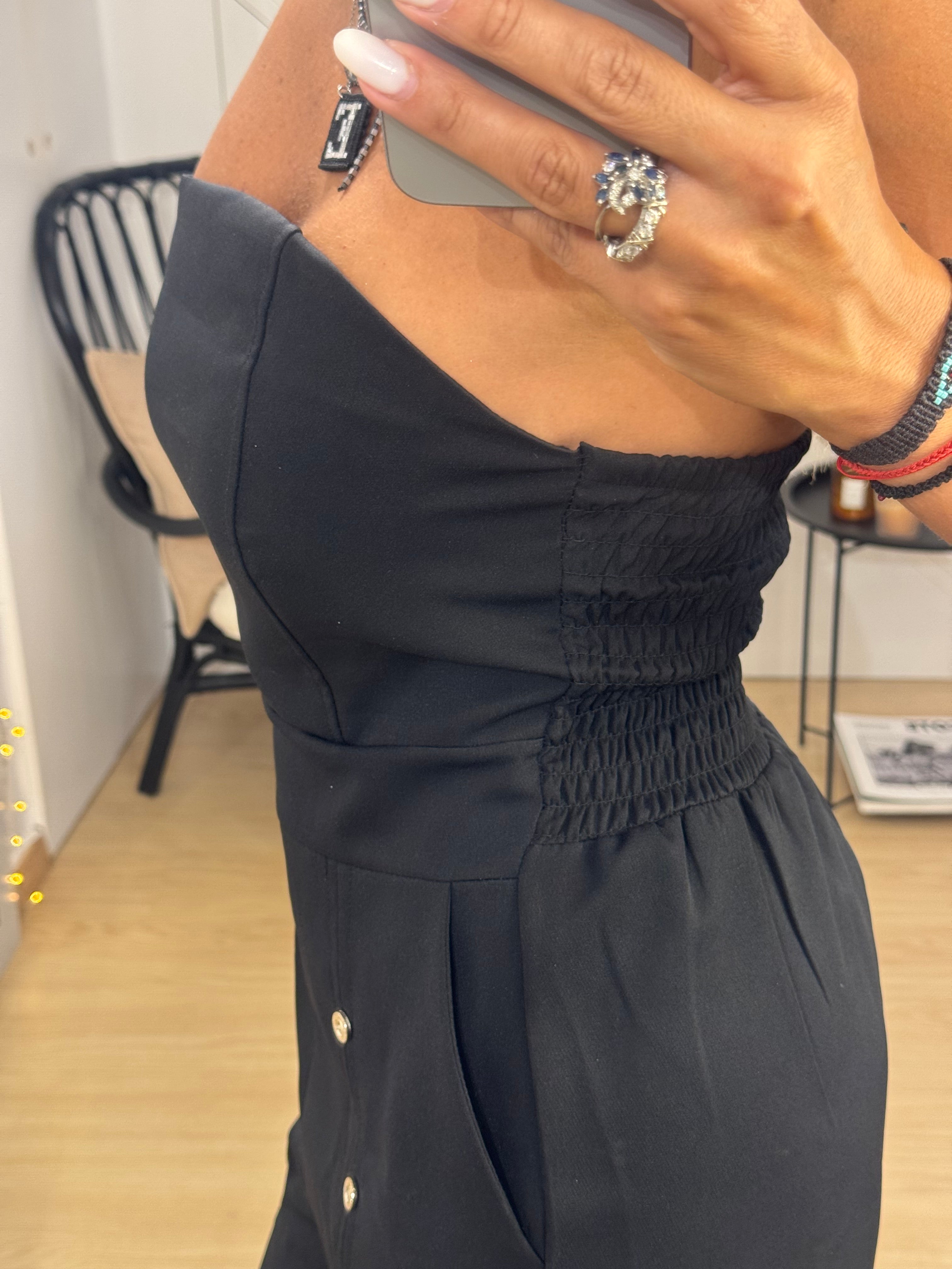 Strapless Overall With Buttons