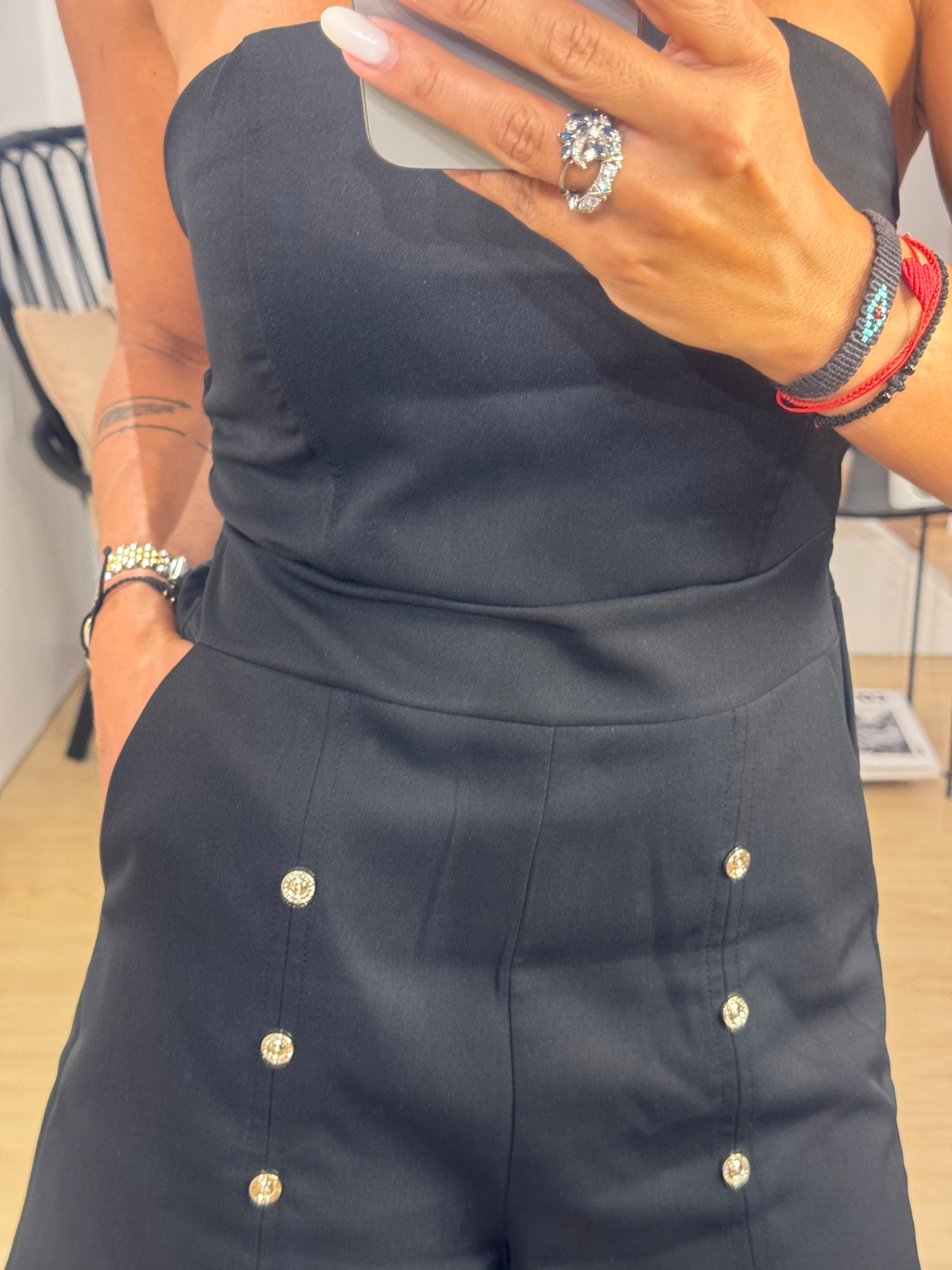 Strapless Overall With Buttons