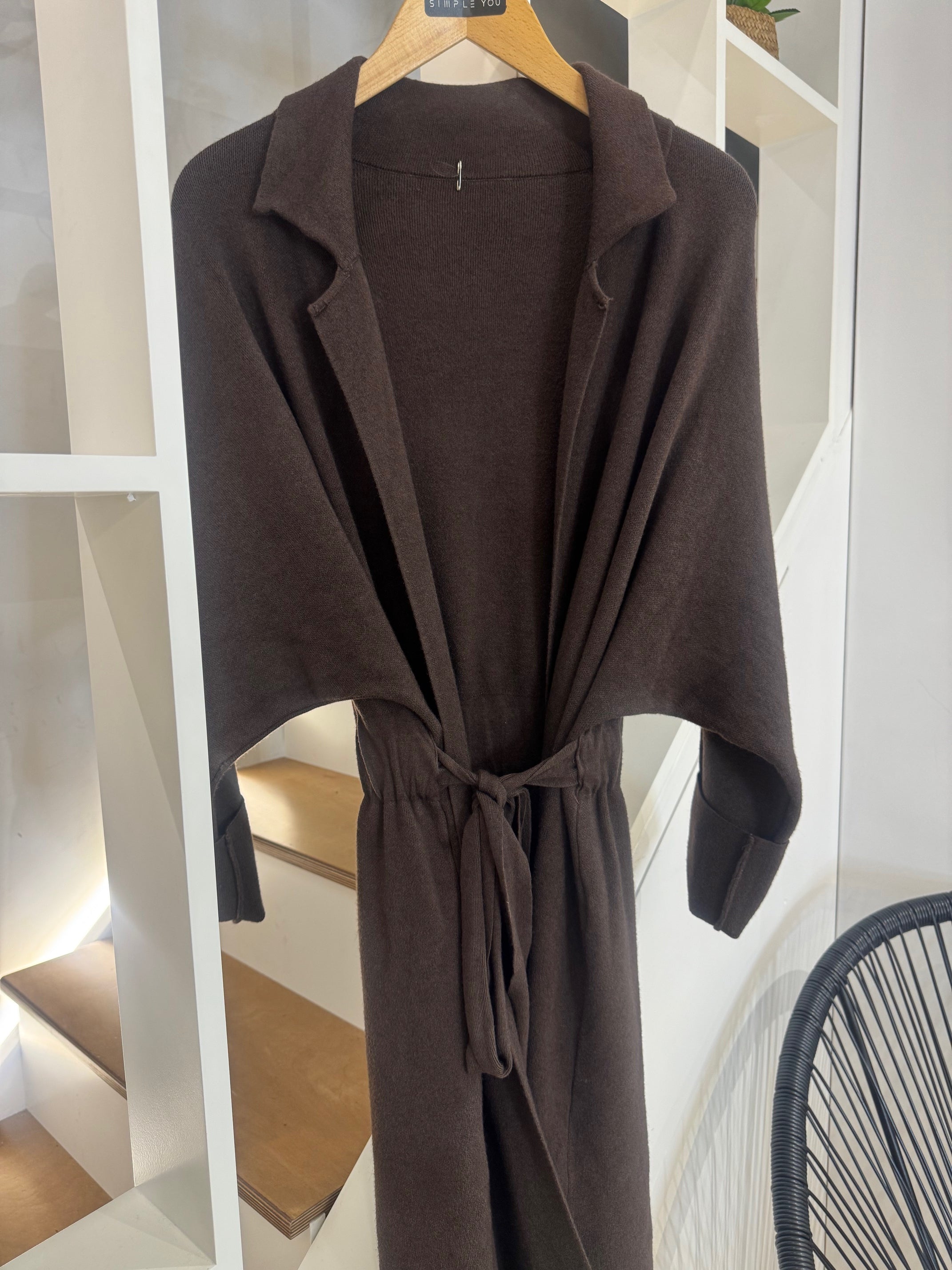 LONG CARDIGAN WITH BUILT-IN BELT