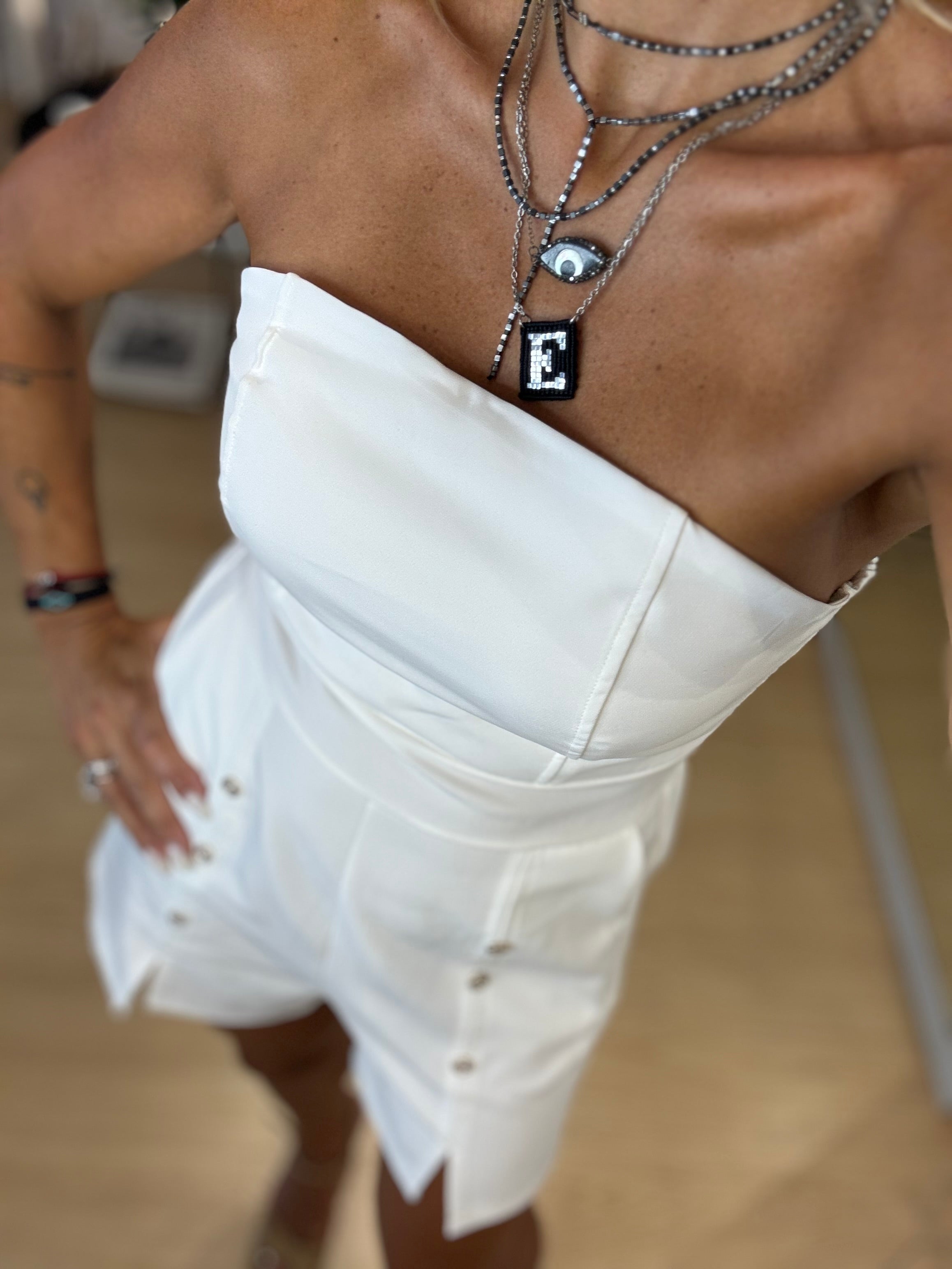 Strapless Overall With Buttons