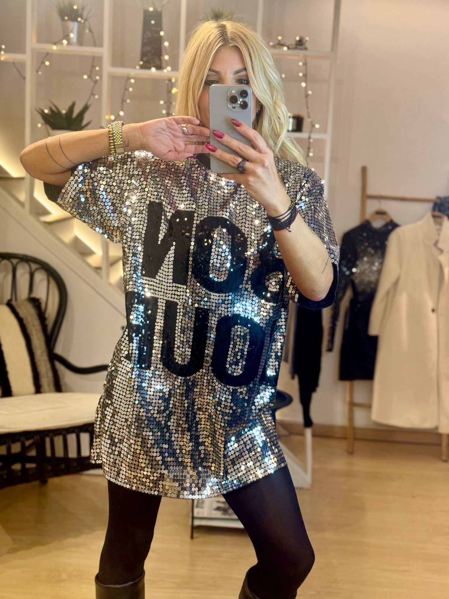 Φόρεμα BON JOUR με παγιέτες