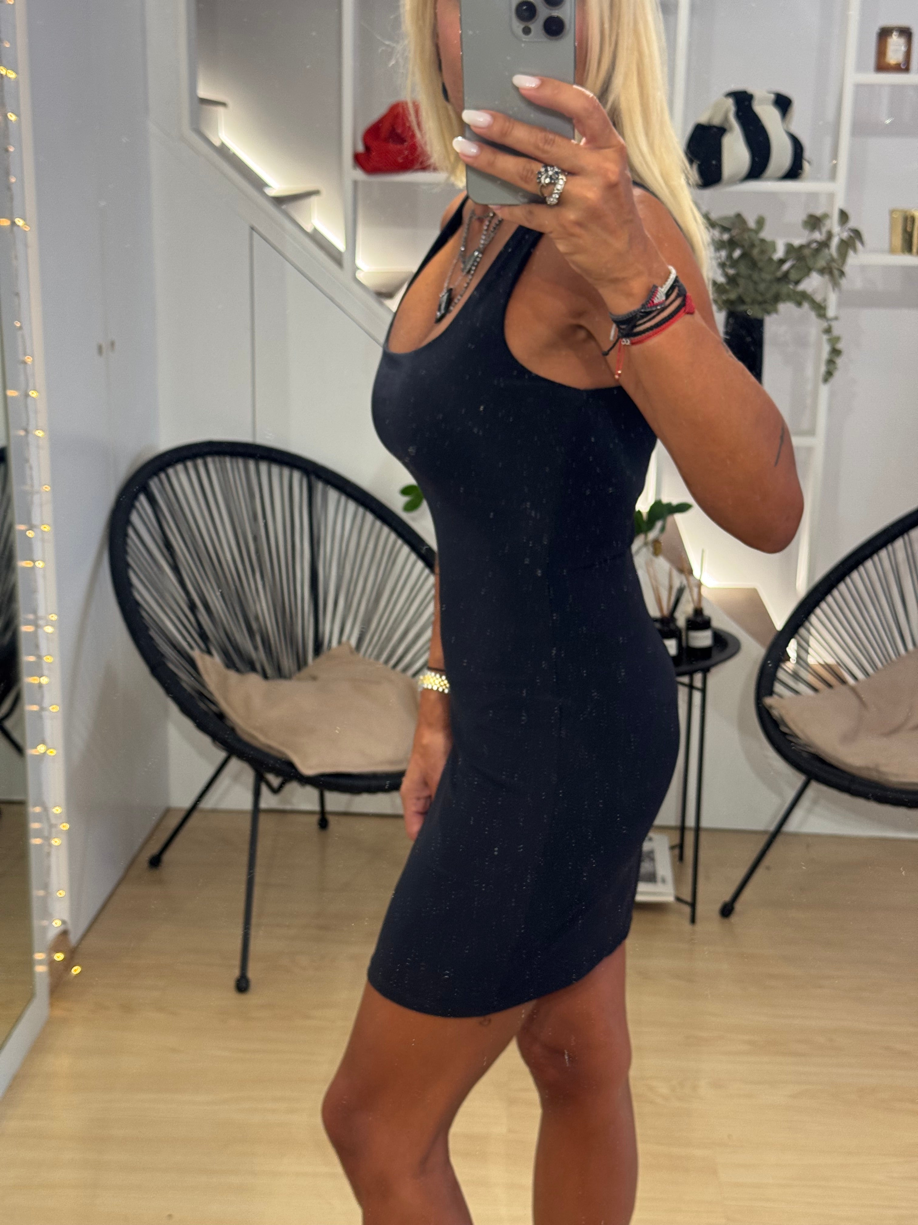 elastic short dress with thick straps