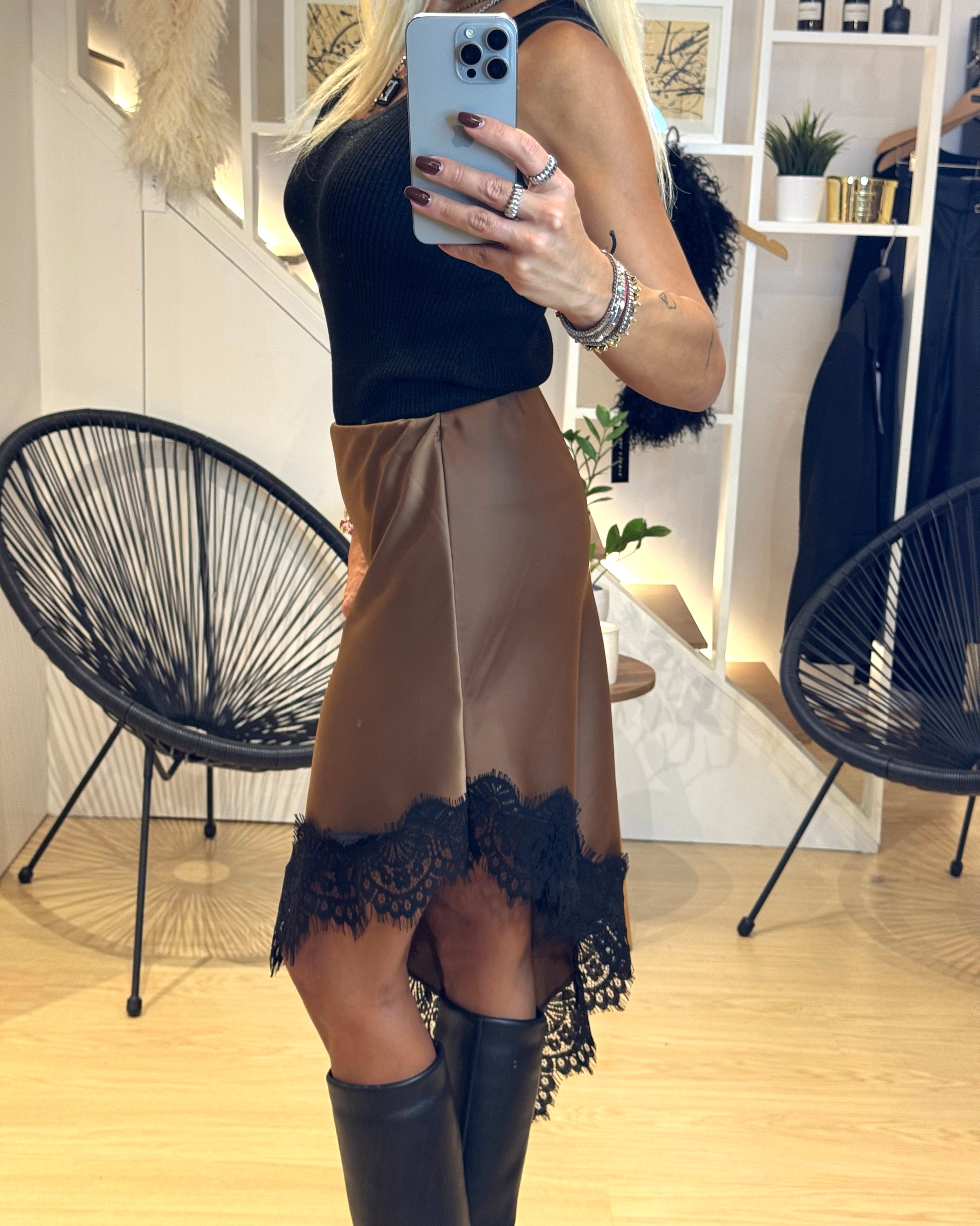 asymmetrical skirt with lace
