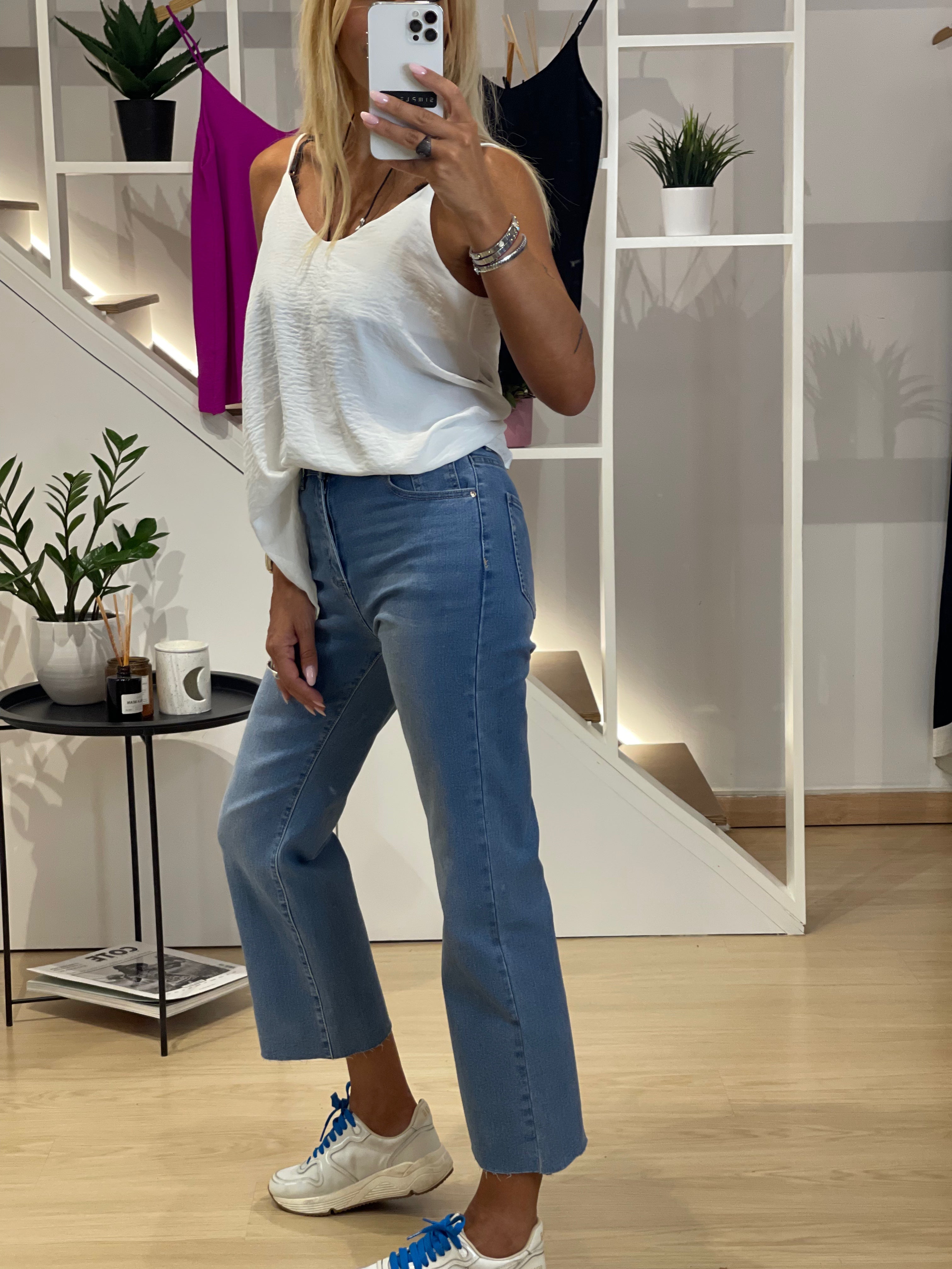 Elastic crop jeans