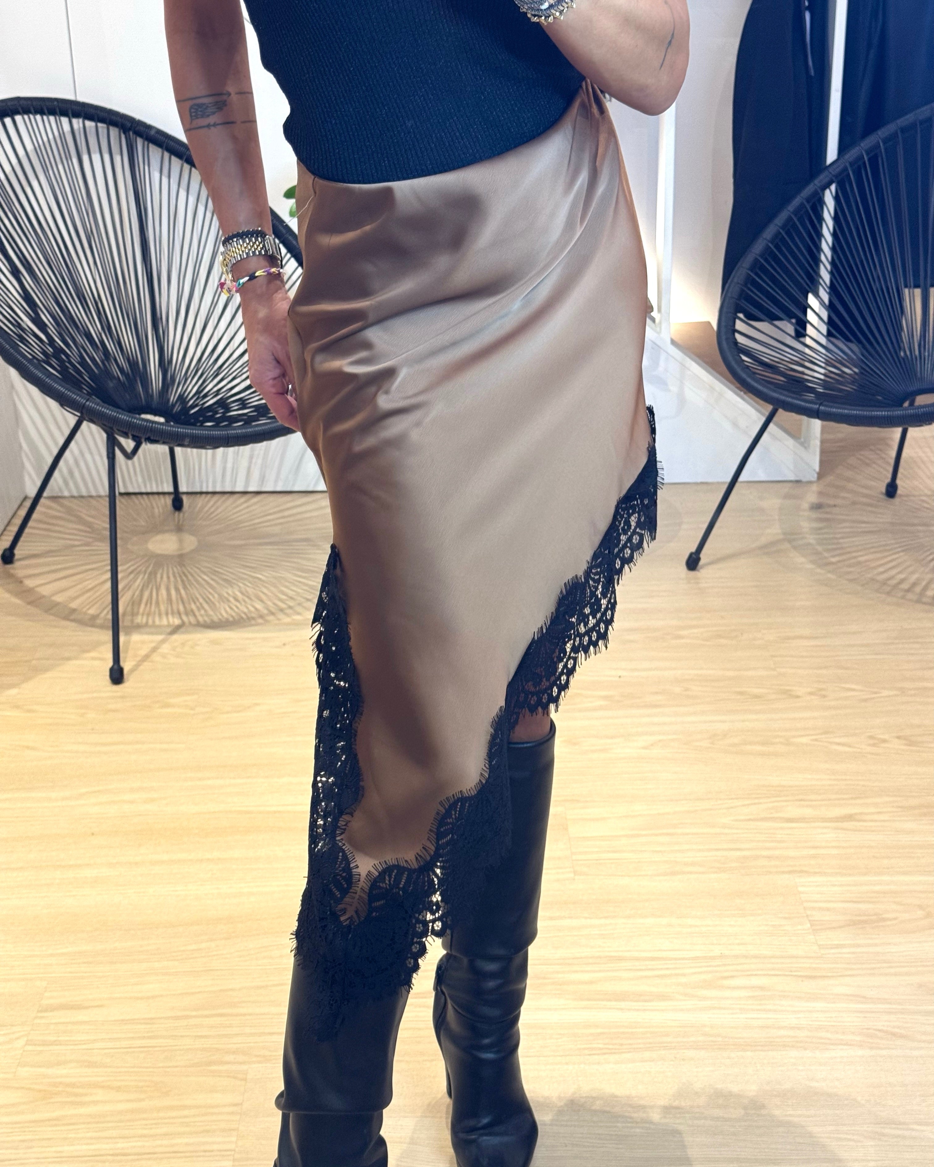 asymmetrical skirt with lace