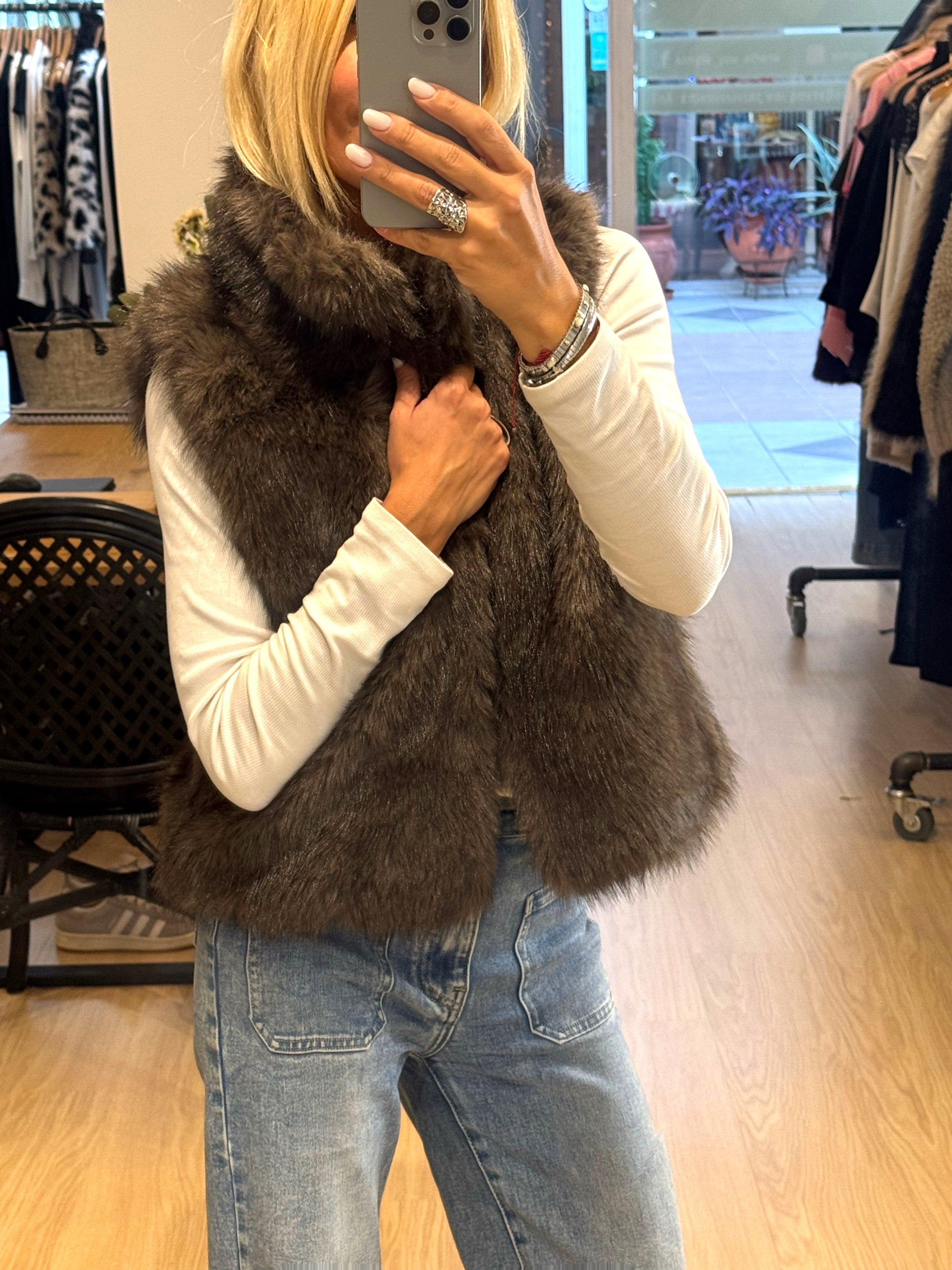 Sleeveless Fur Coat
